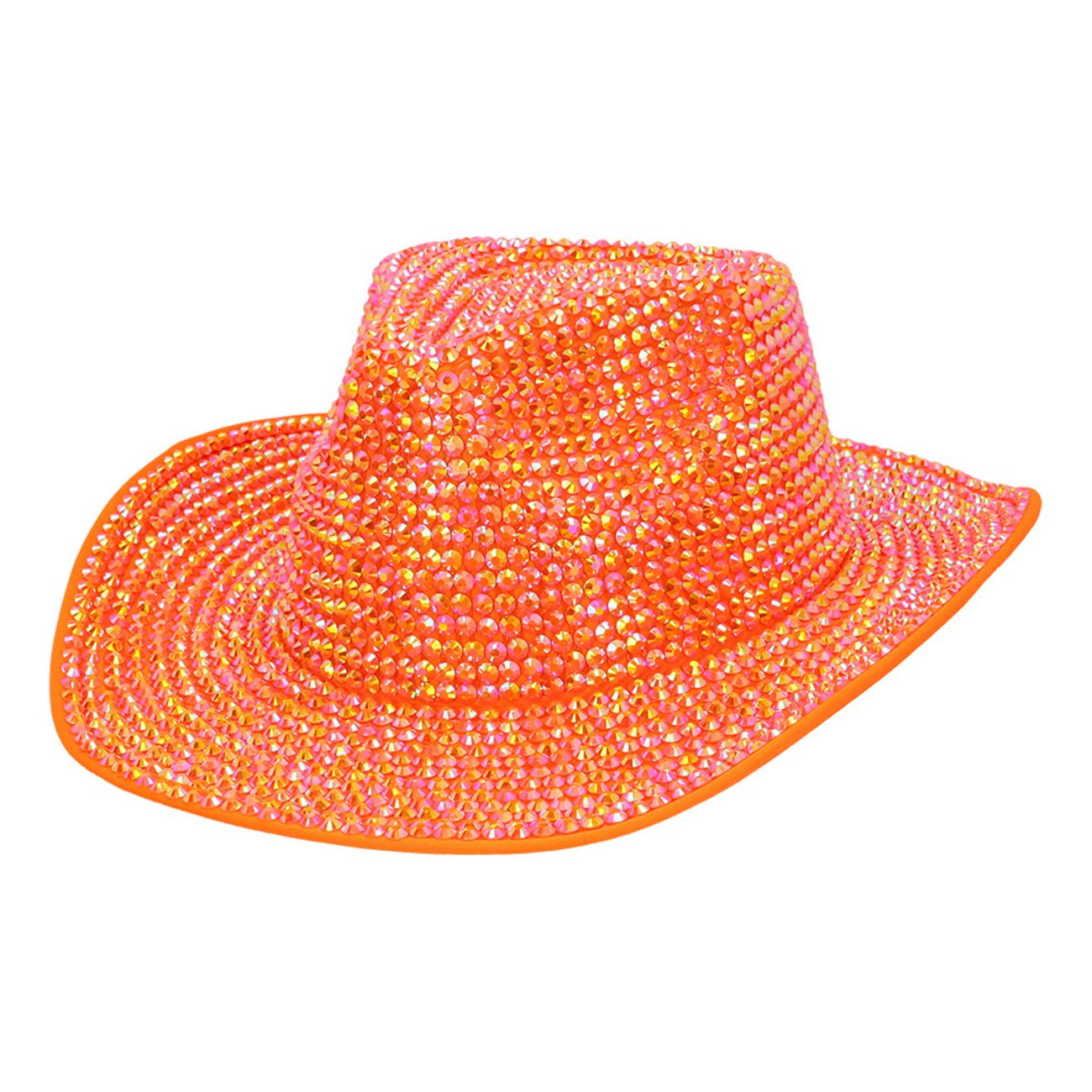 Cowboyhatt med Strass UV Neonorange