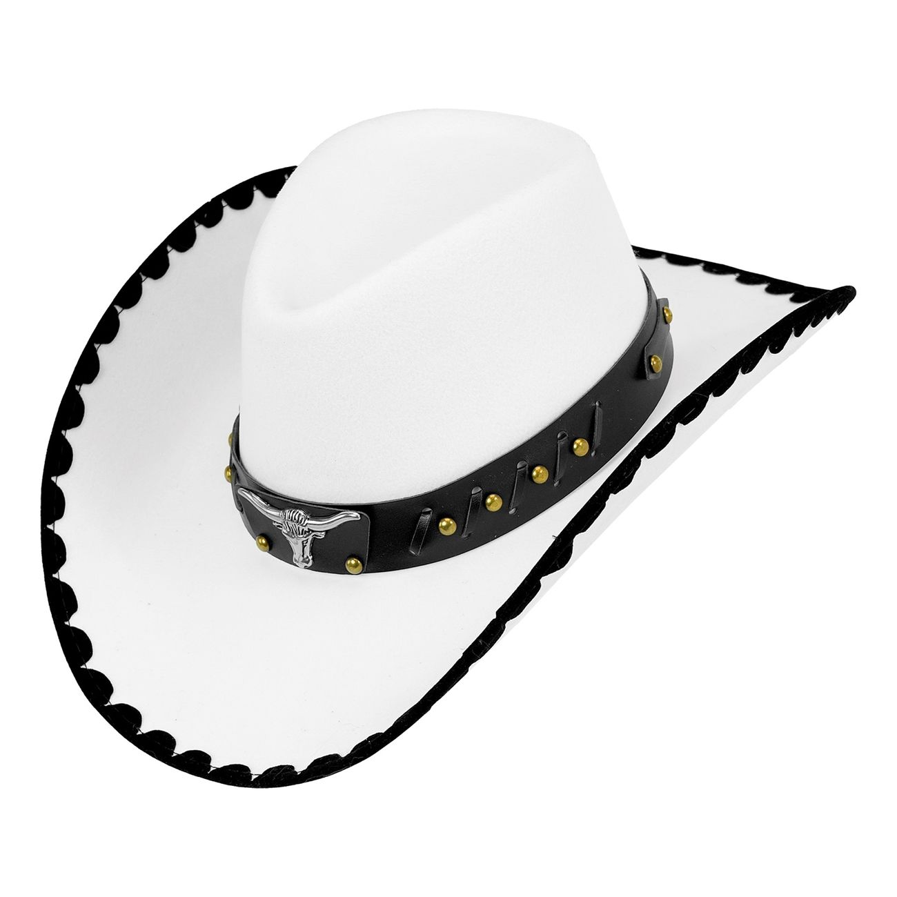 Cowboyhatt Vit med Tjur