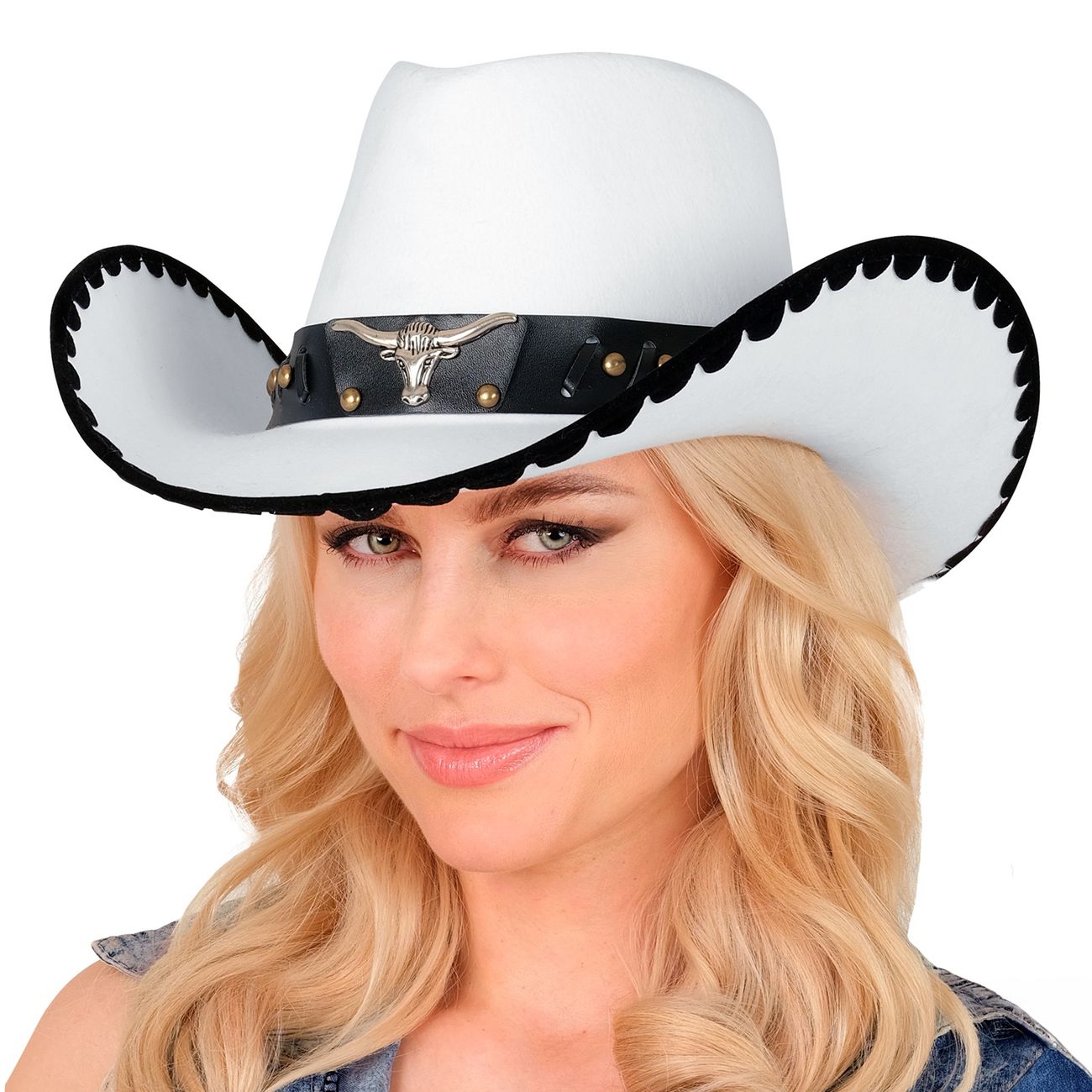 Cowboyhatt Vit med Tjur