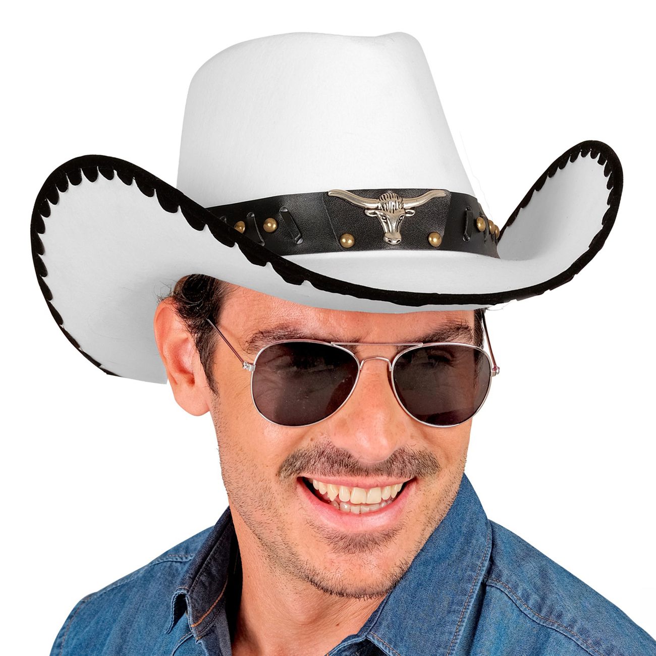 Cowboyhatt Vit med Tjur