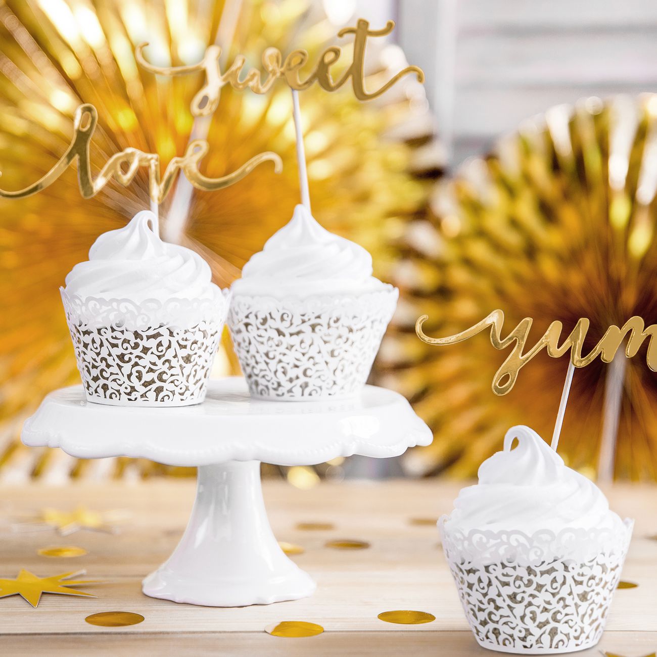 Cupcake Wrappers Valkoinen Pitsi