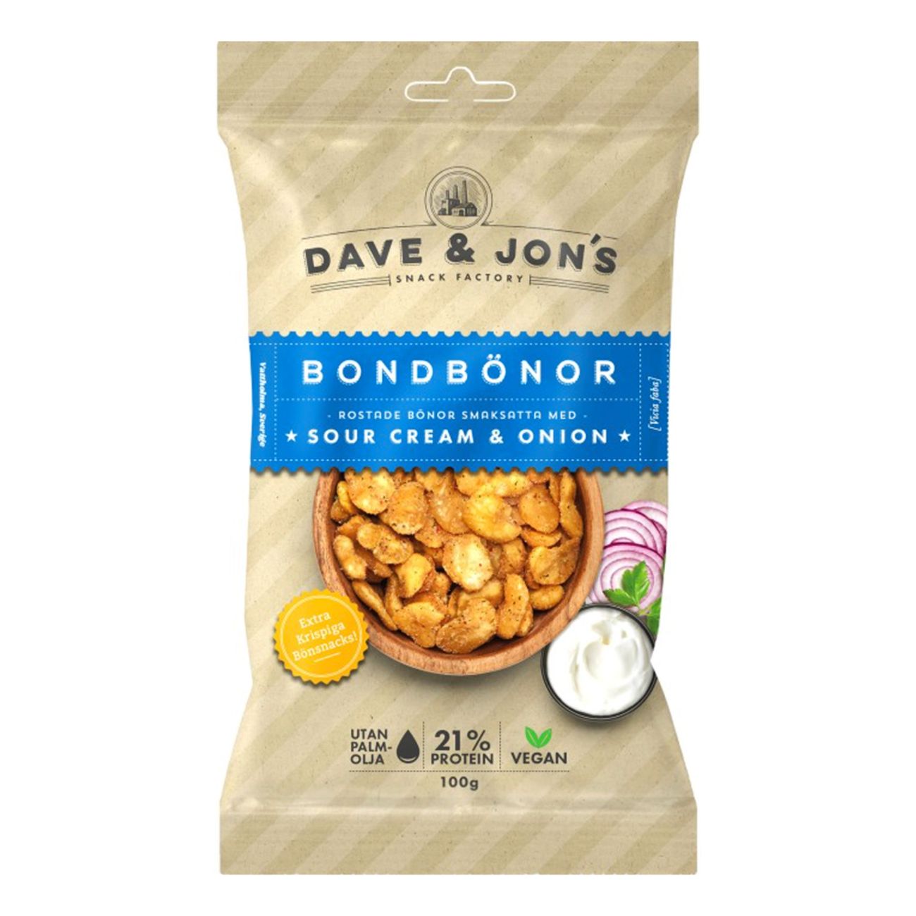 Dave & Jons Ristede Hestebønner Sour Cream & Onion