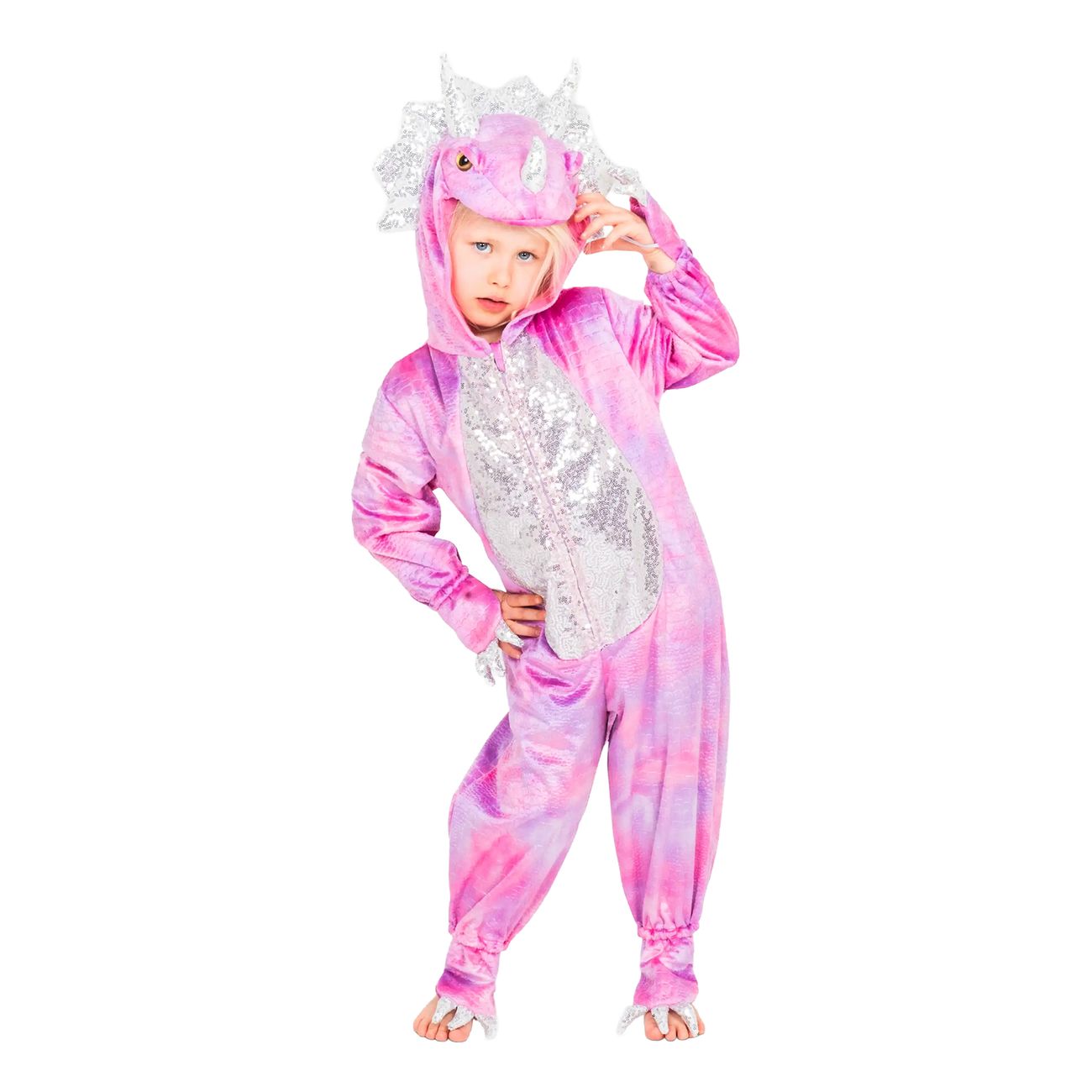 Disco Dinosaurie Rosa Jumpsuit Barn Maskeraddräkt