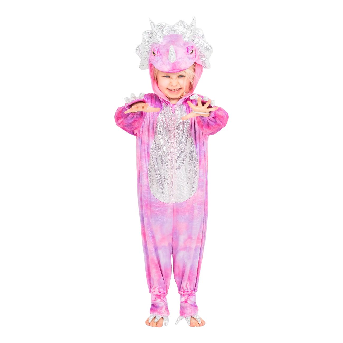 Disco Dinosaurie Rosa Jumpsuit Barn Maskeraddräkt