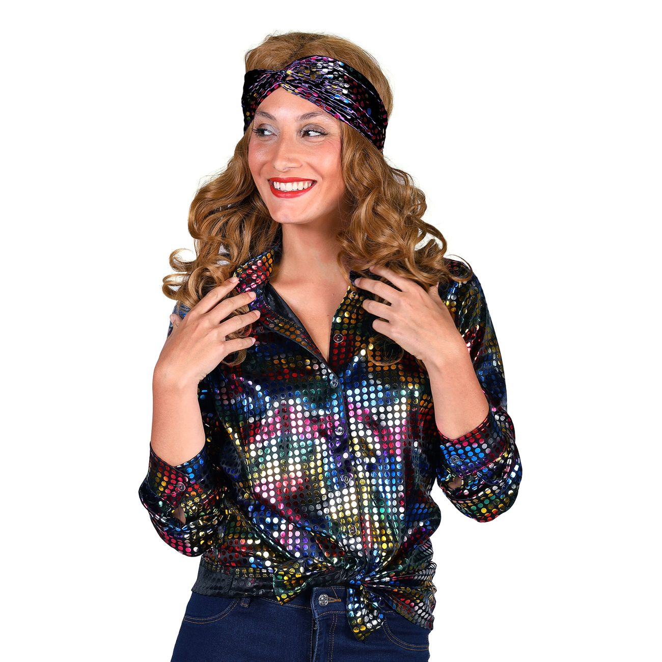 Disco Skjorta Dam Svart/Färgskimrande