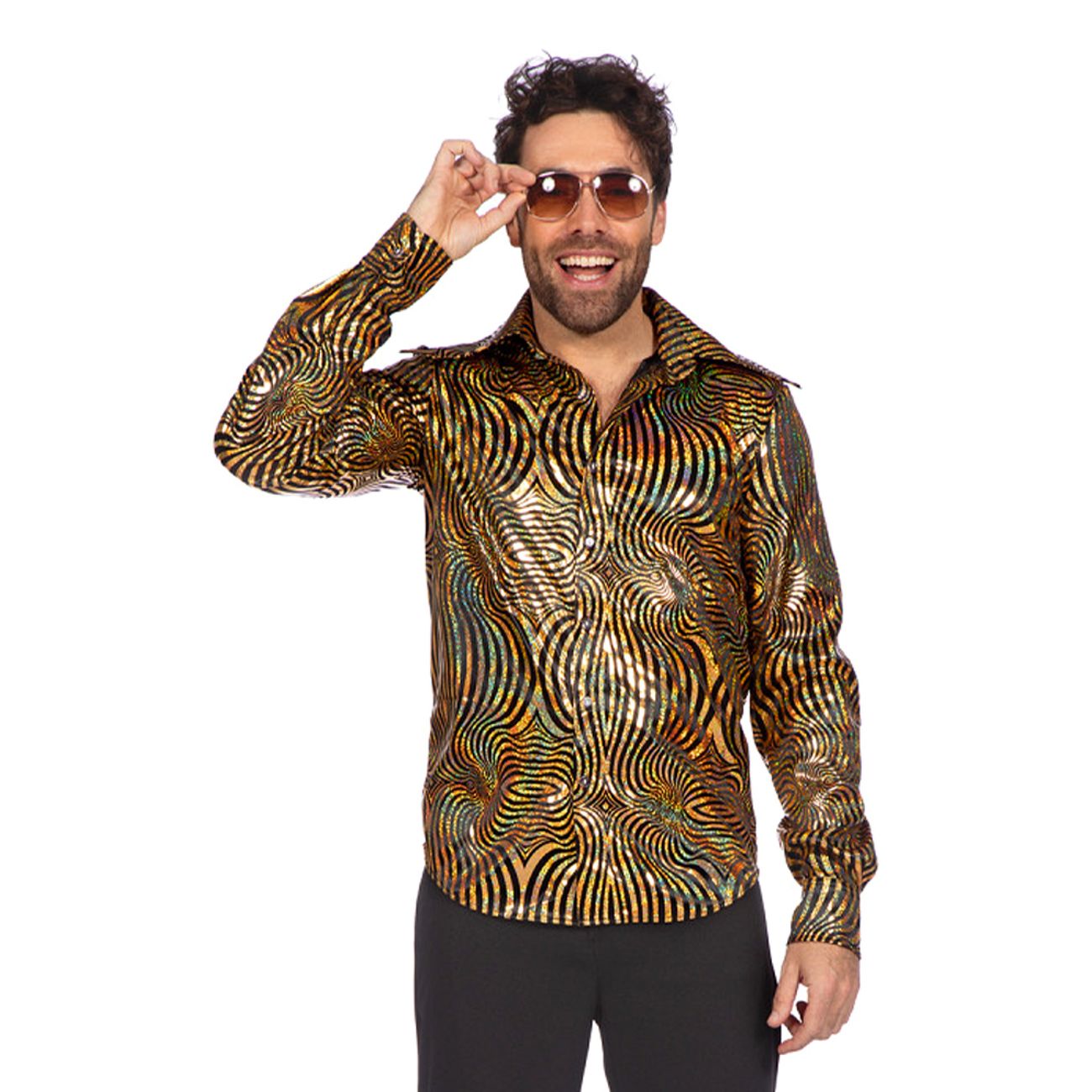 Discoskjorta Guld Mönstrad