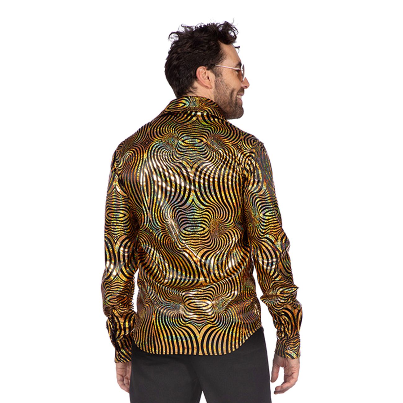 Discoskjorta Guld Mönstrad