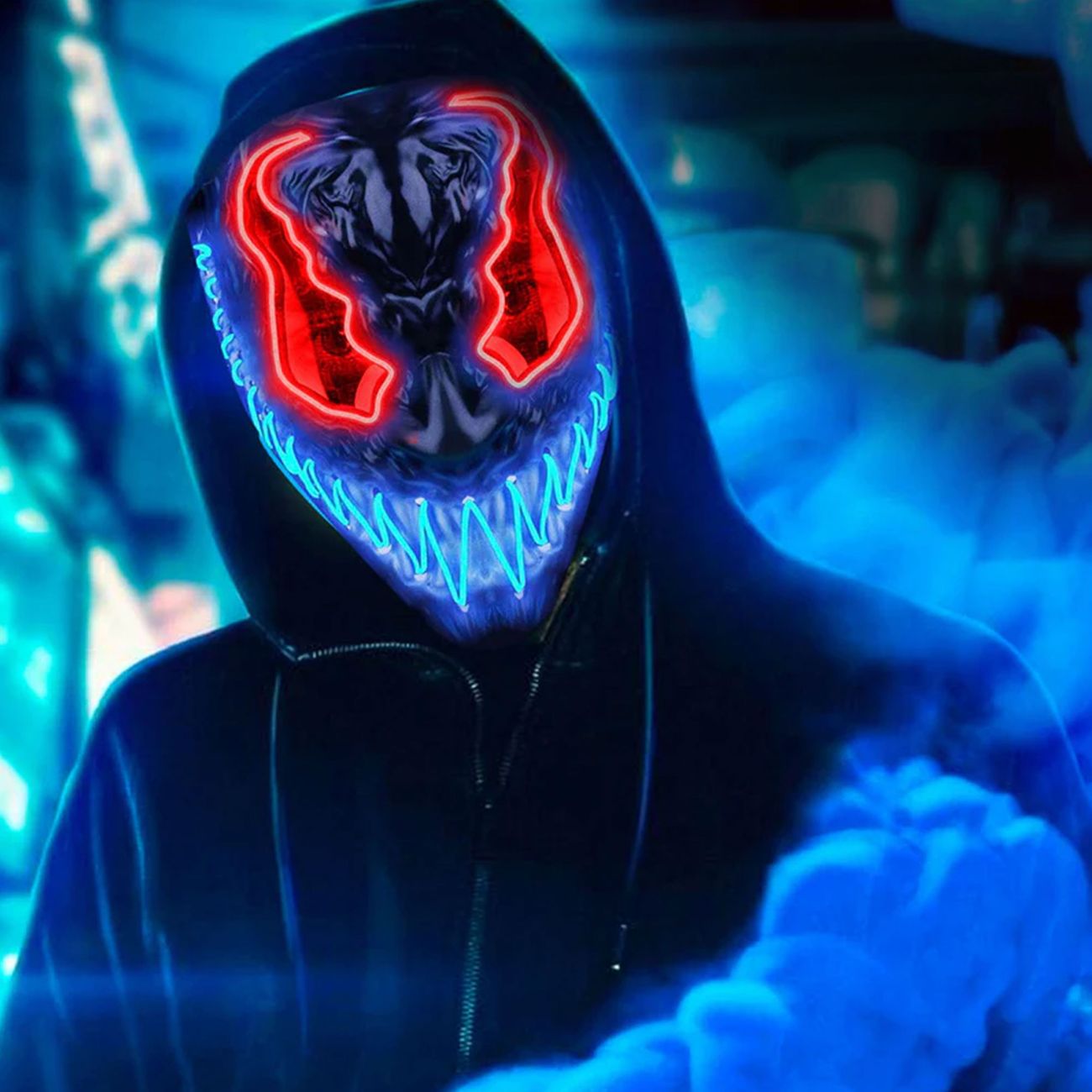 El Wire Mask Demon Röd/Blå