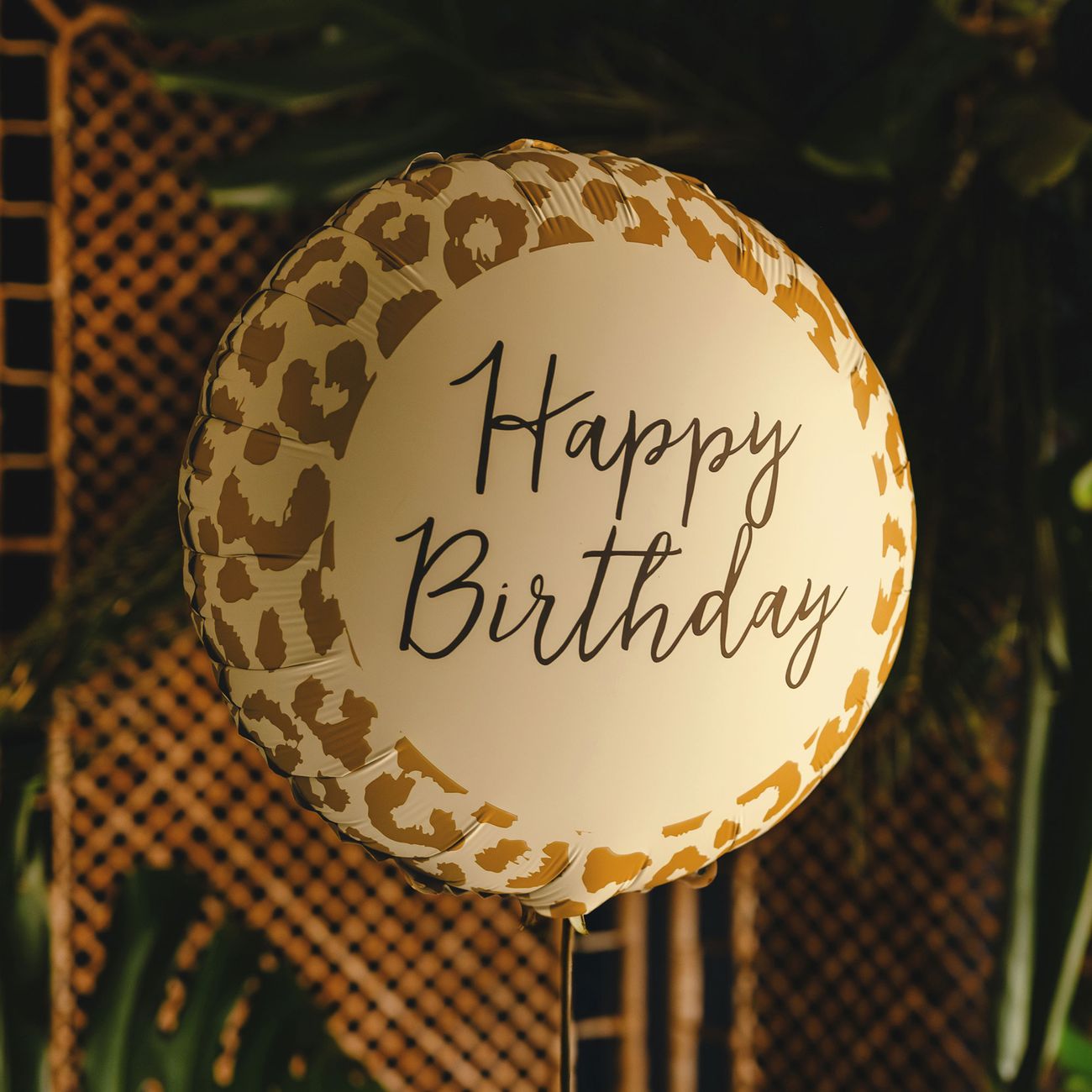 Folieballong Happy Birthday Leopardmönster