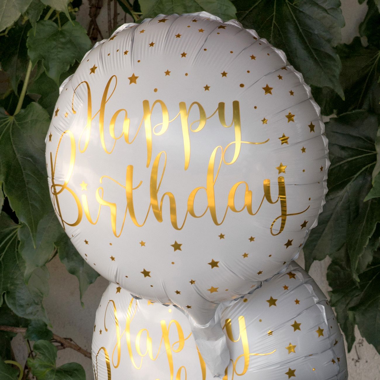 Folieballong Happy Birthday Vit/Guld