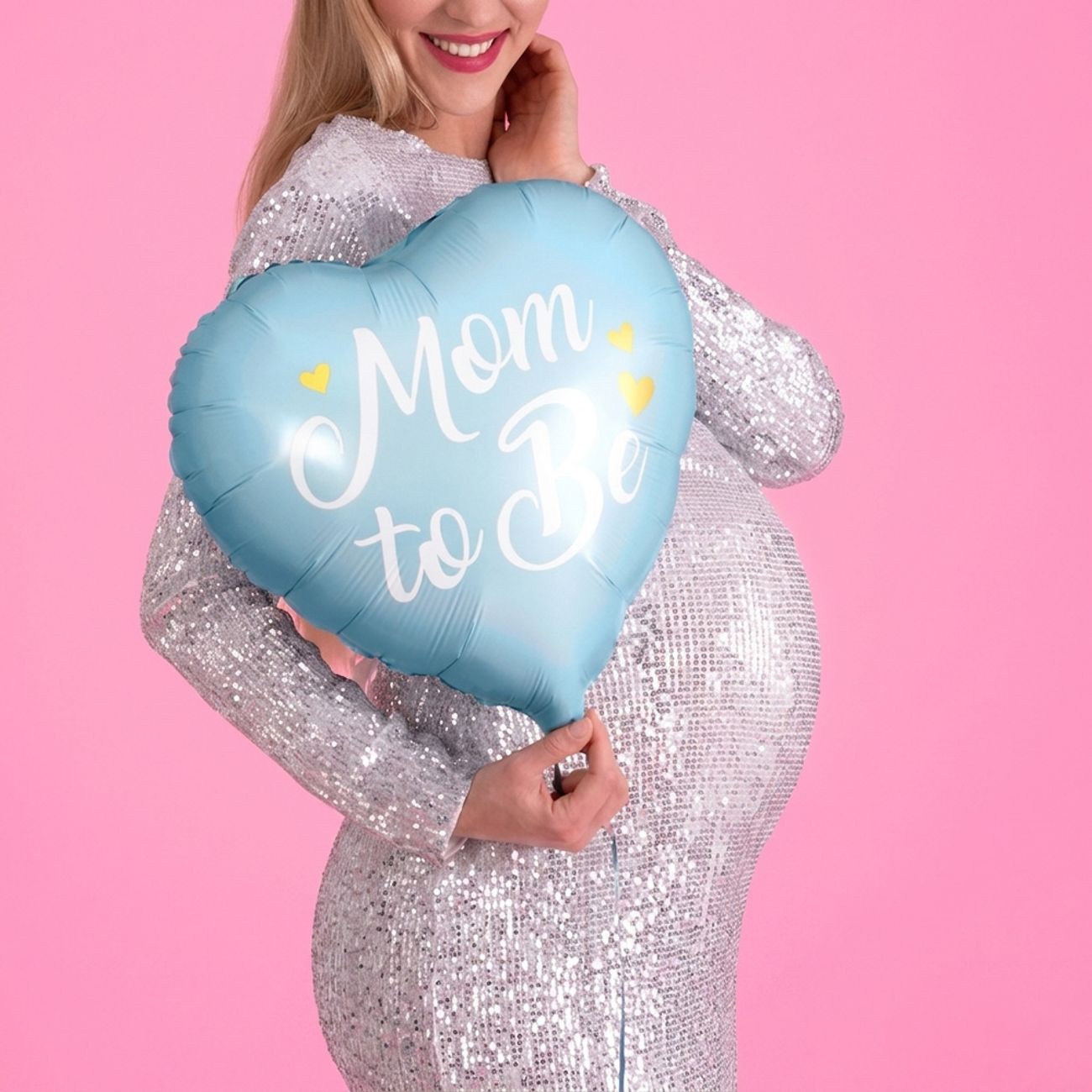 Folieballong Hjärta Mom to Be Blå