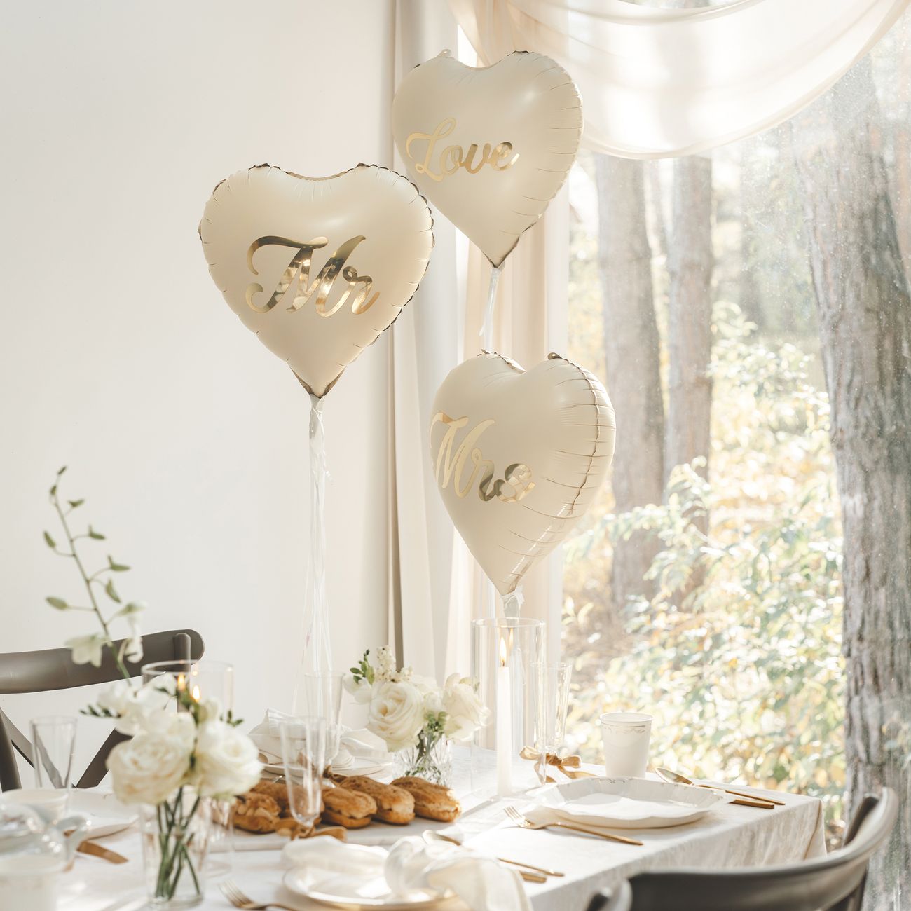 Folieballonger Hjärta Mr & Mrs