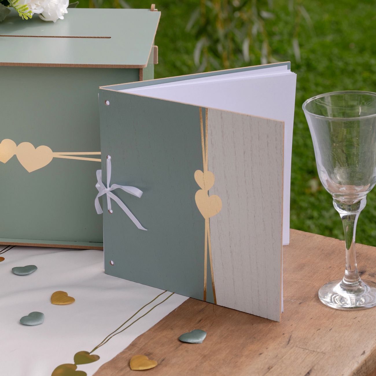 Gästbok Hjärta Dusty Green