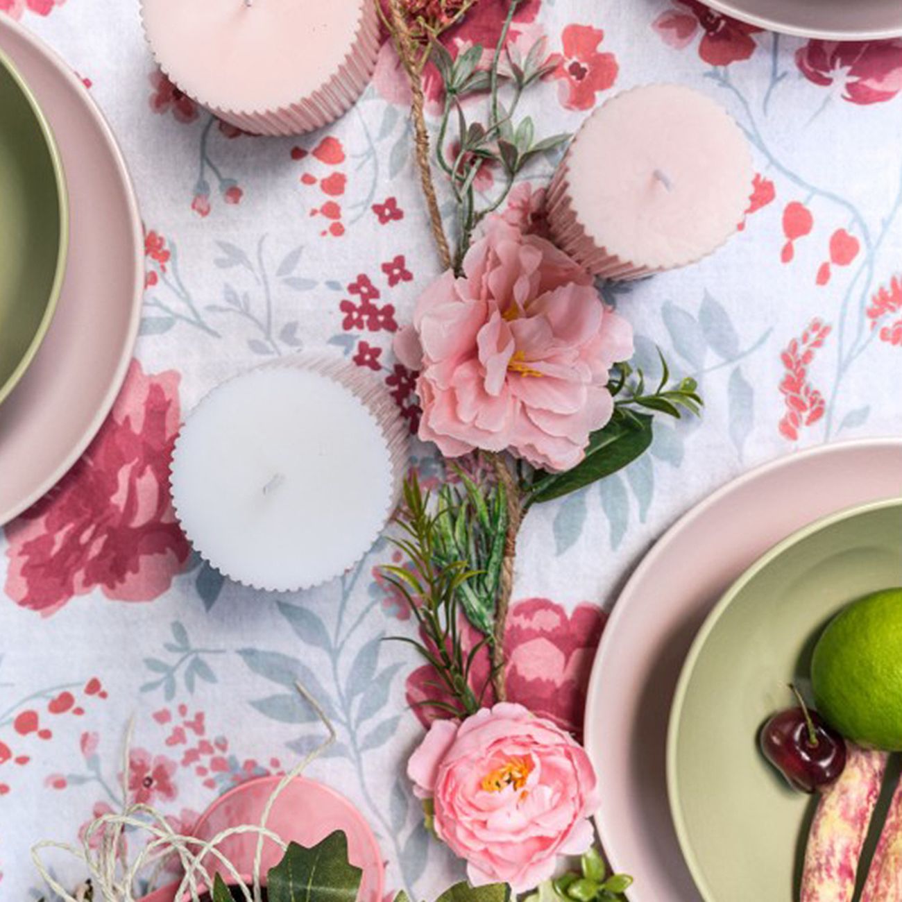 Girlang Blommor Rosa/Grön