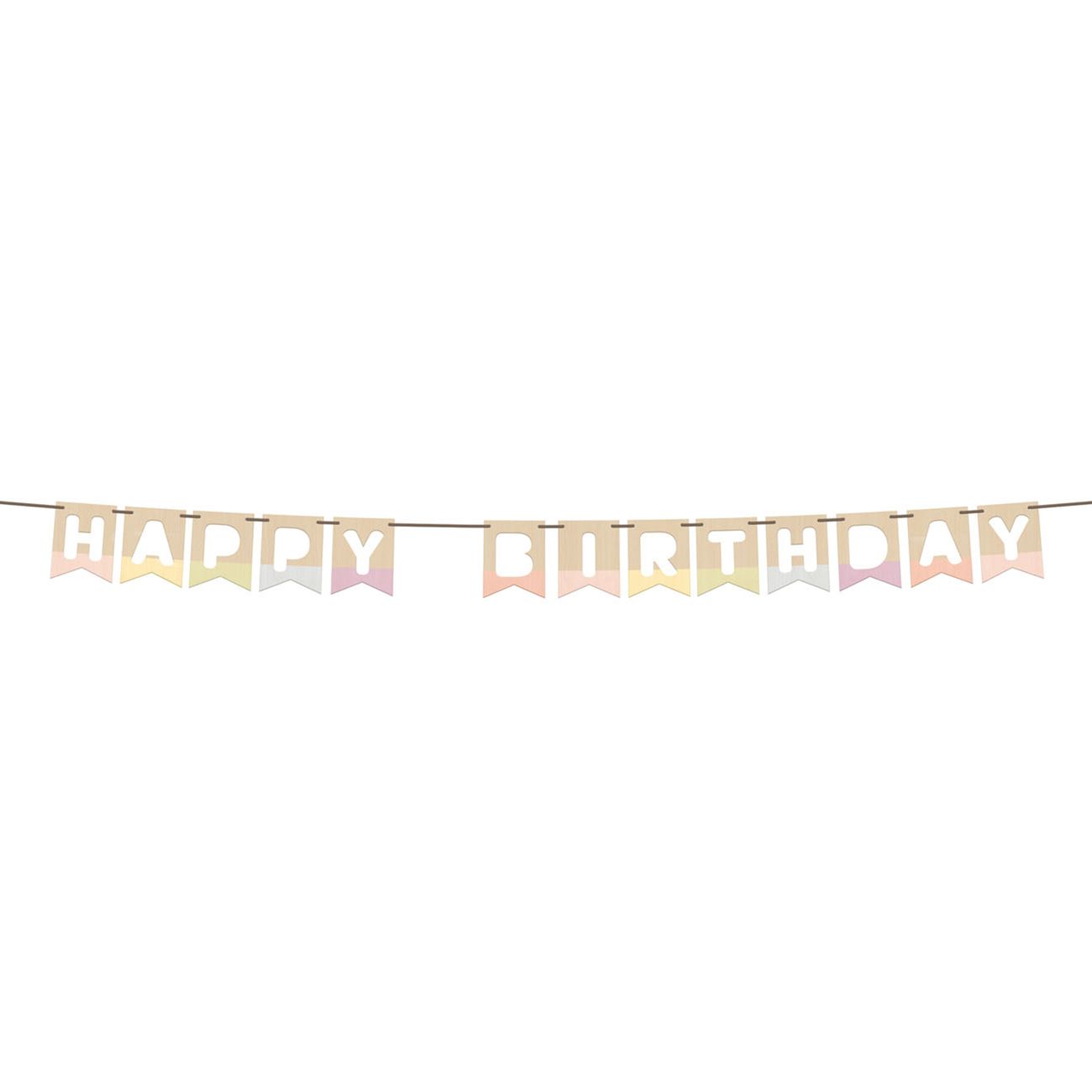 Girlang Happy Birthday Dreamy Pastel i Trä