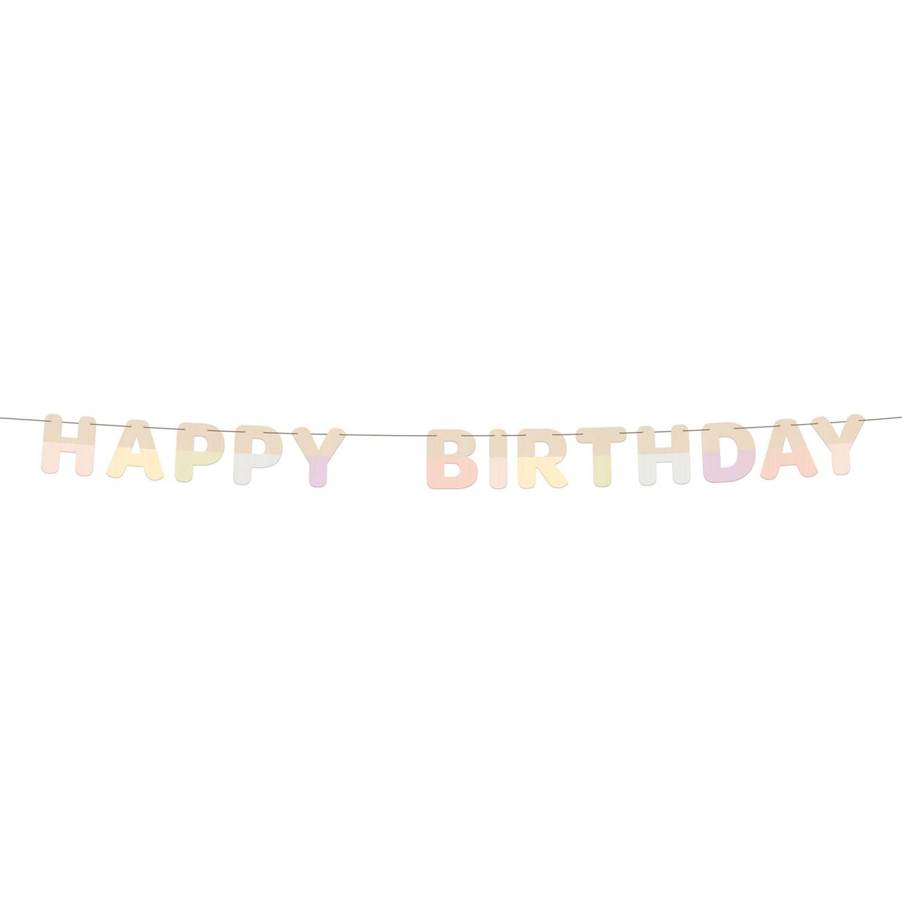 Girlang Happy Birthday i Trä Dreamy Pastel