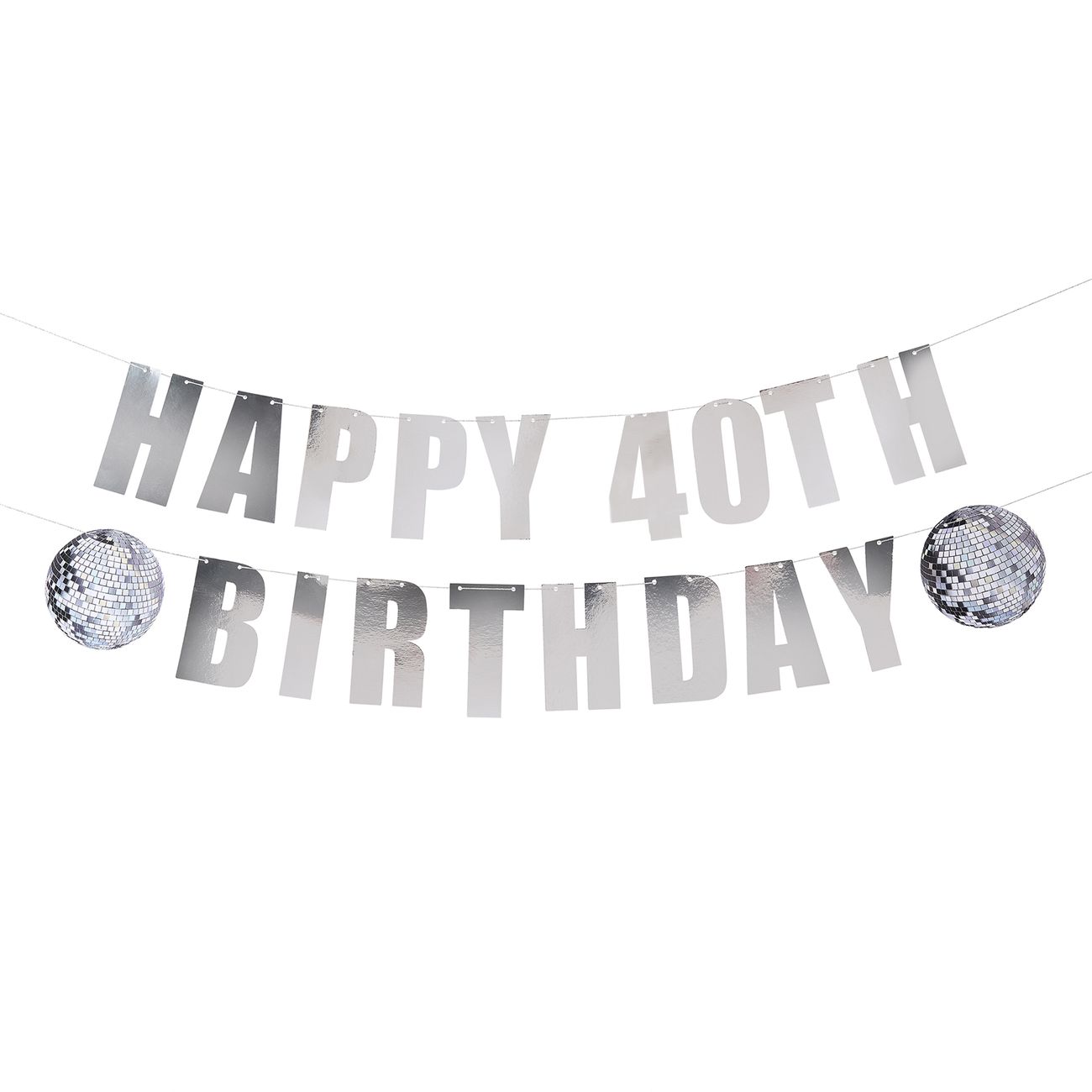 Girlang Happy Birthday Silver Disco Personlig