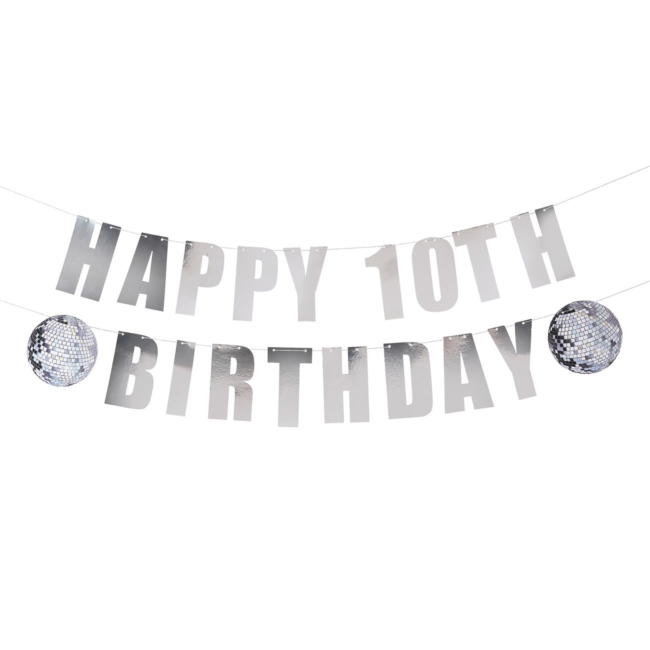 Girlang Happy Birthday Silver Disco Personlig