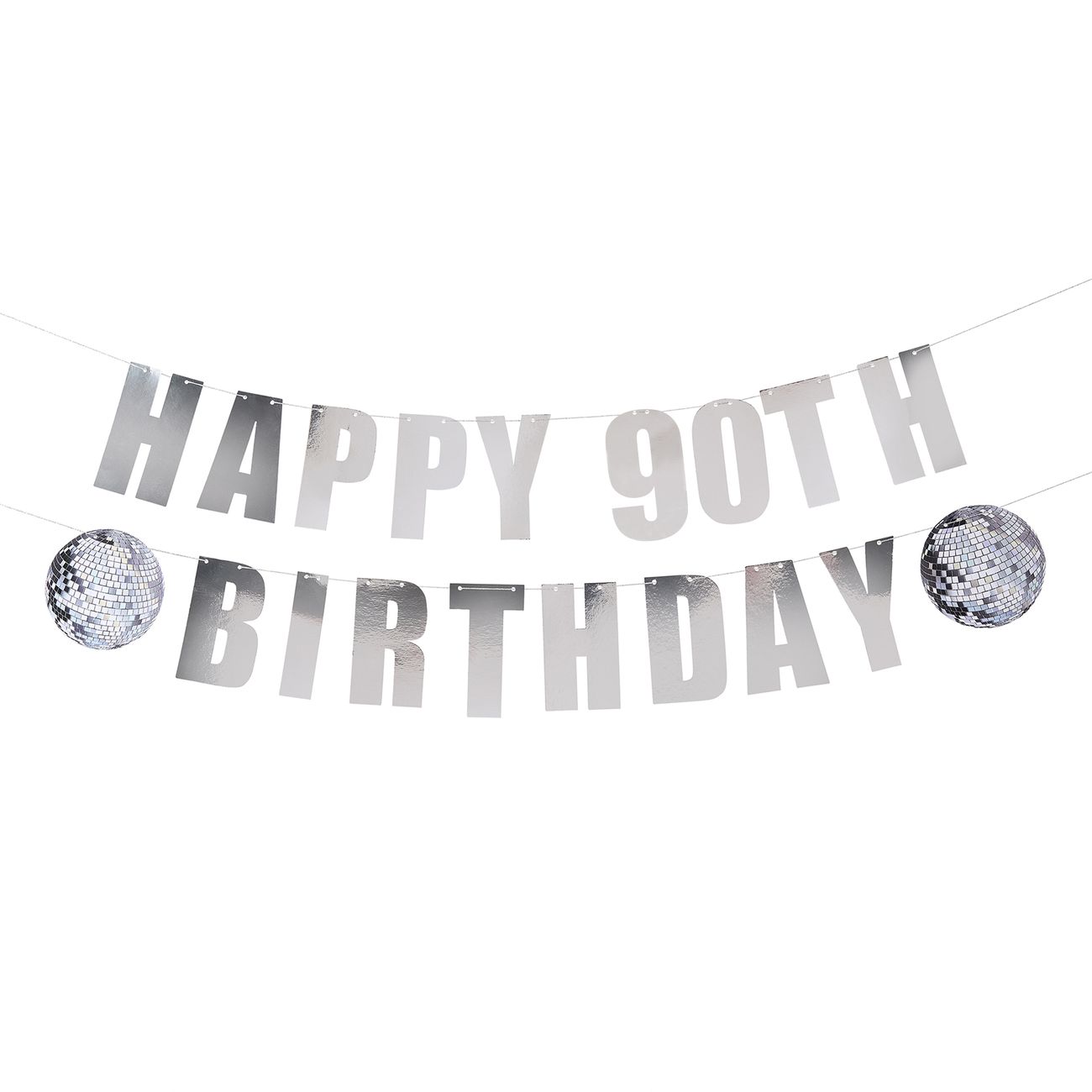 Girlang Happy Birthday Silver Disco Personlig