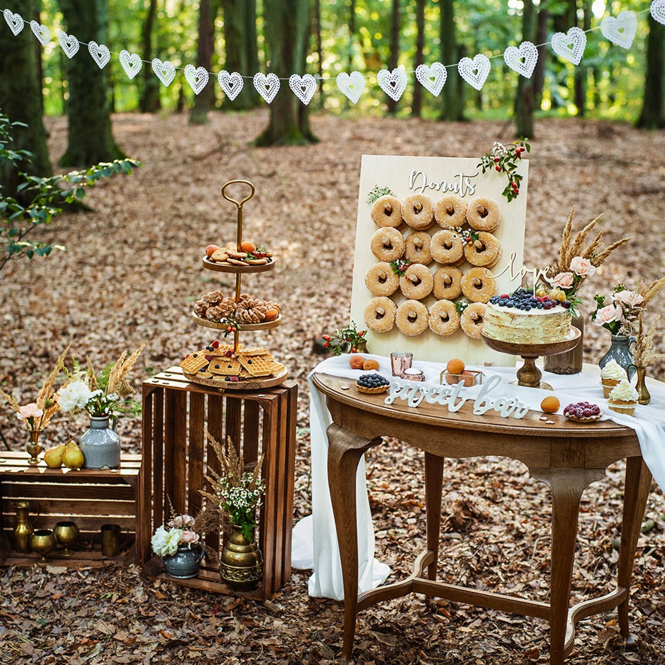 Girlang Hjärtan Vit