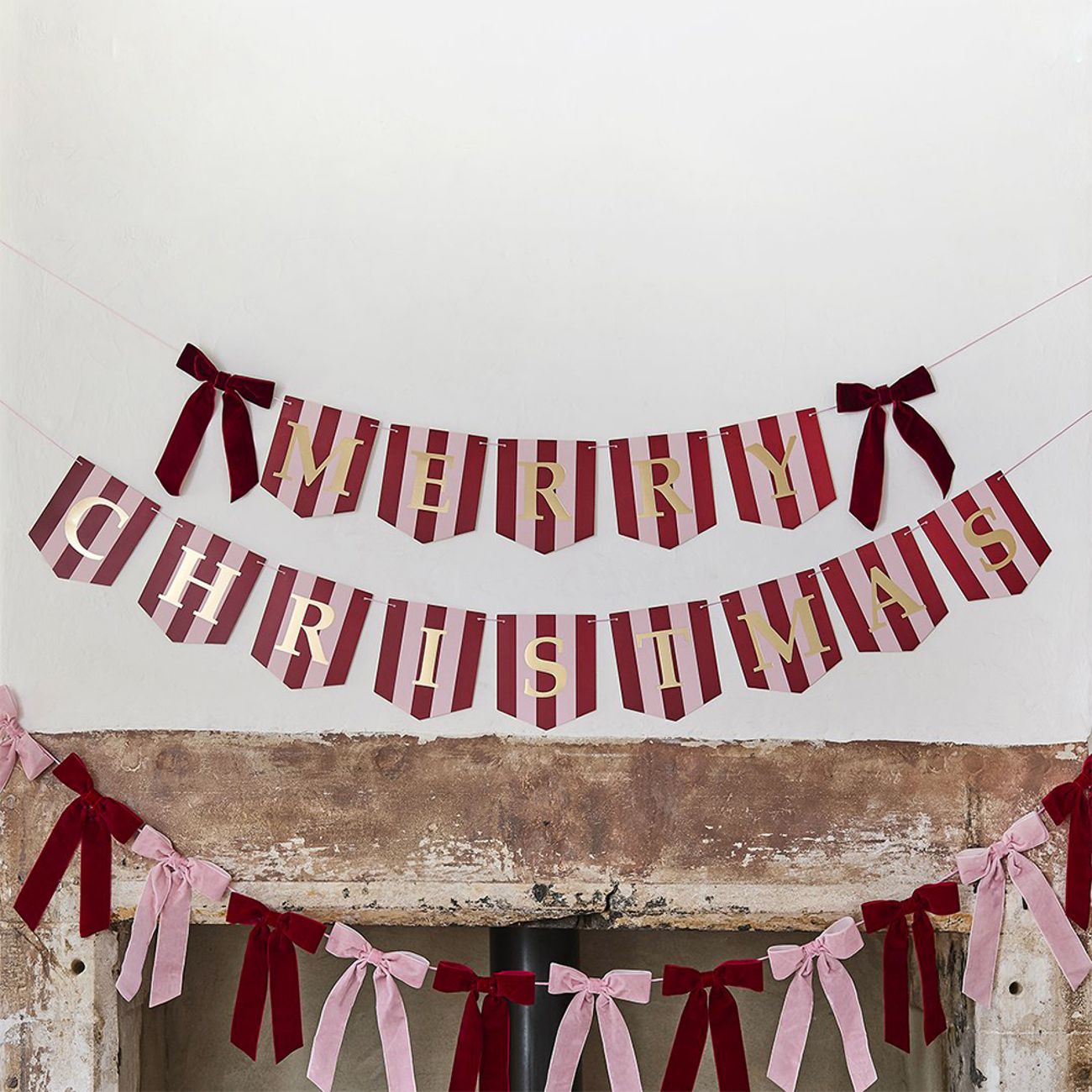 Girlang Merry Christmas Röd/Rosa