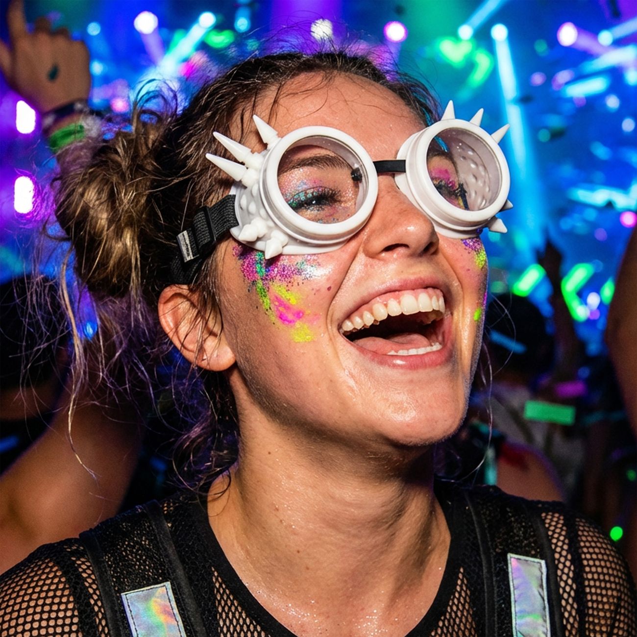 Glasögon Steampunk med Nitar Vit