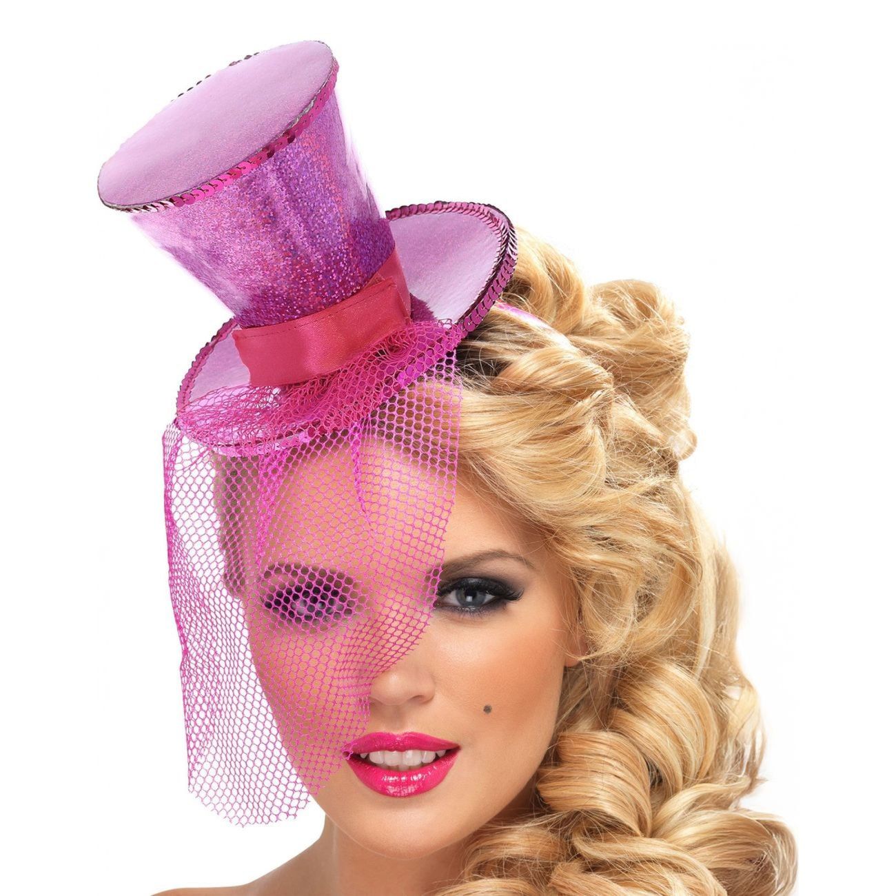 Glittrig Minihatt Rosa