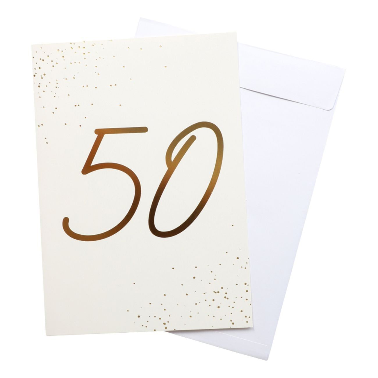 Gratulationskort Guld 50 med Kuvert