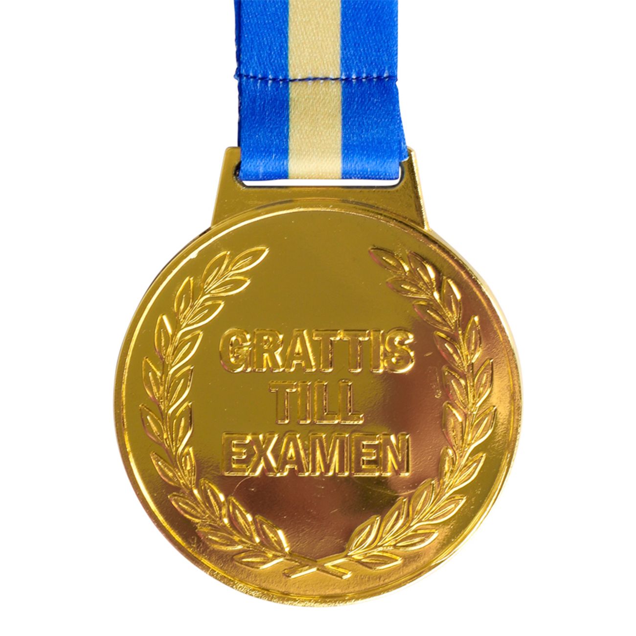 Guldmedalj Grattis Till Examen med Blågult Band