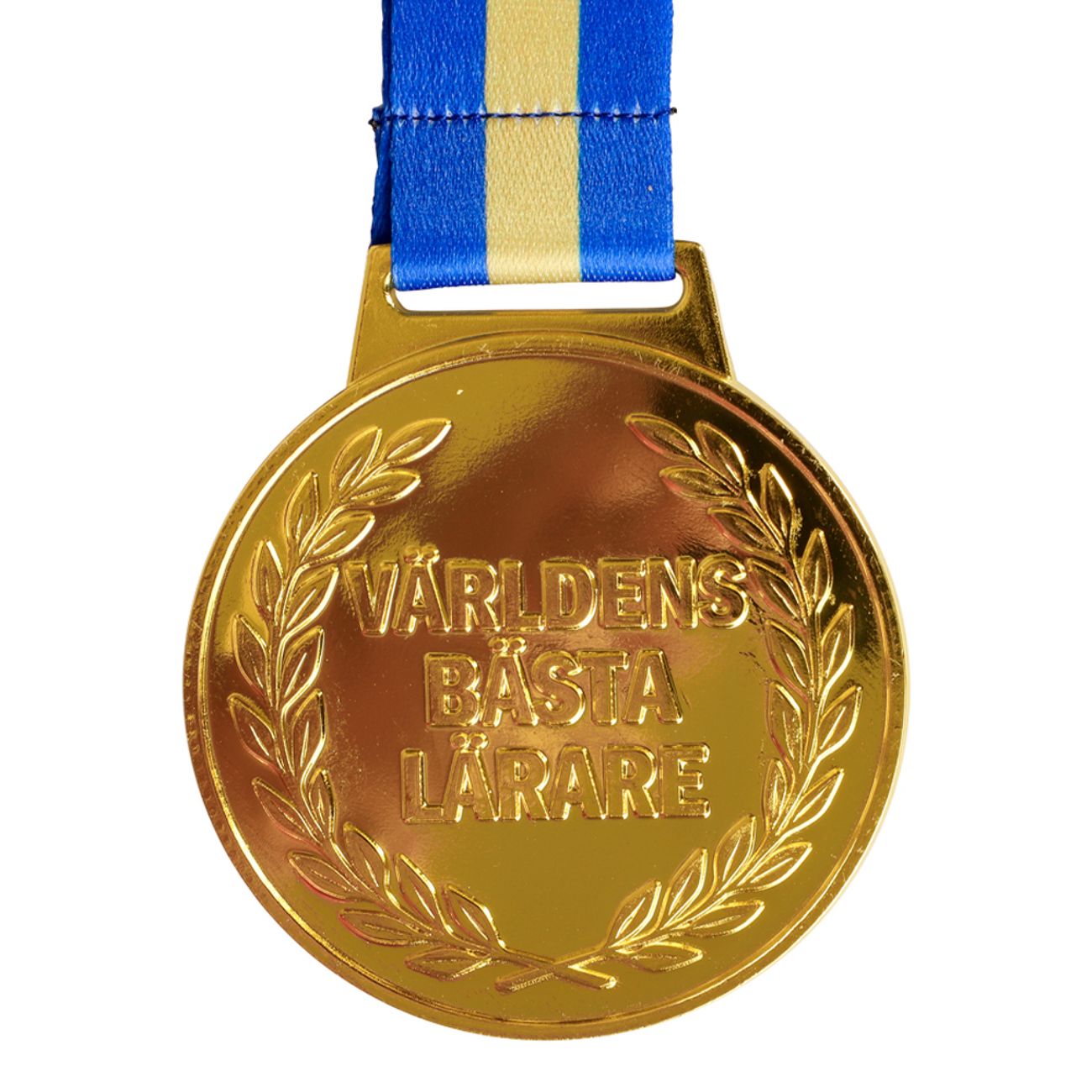 Guldmedalj Världens Bästa Lärare med Blågult Band
