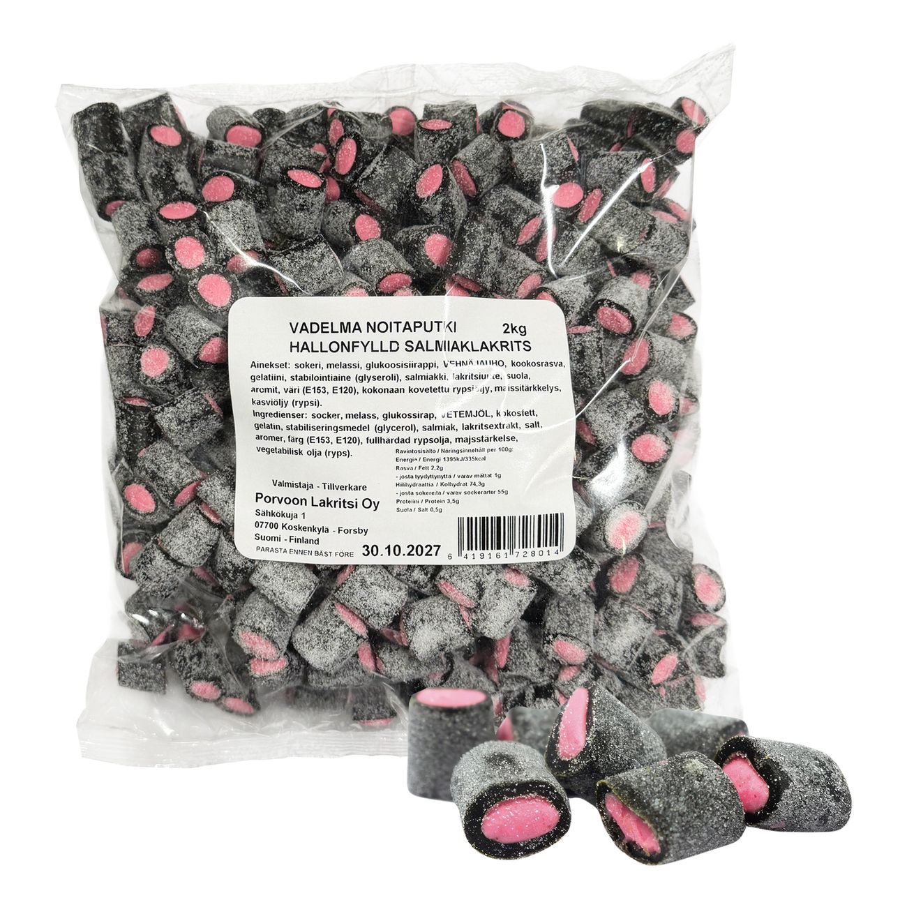 Vadelmatäytteinen Salmiakkilakritsi Suurpakkaus