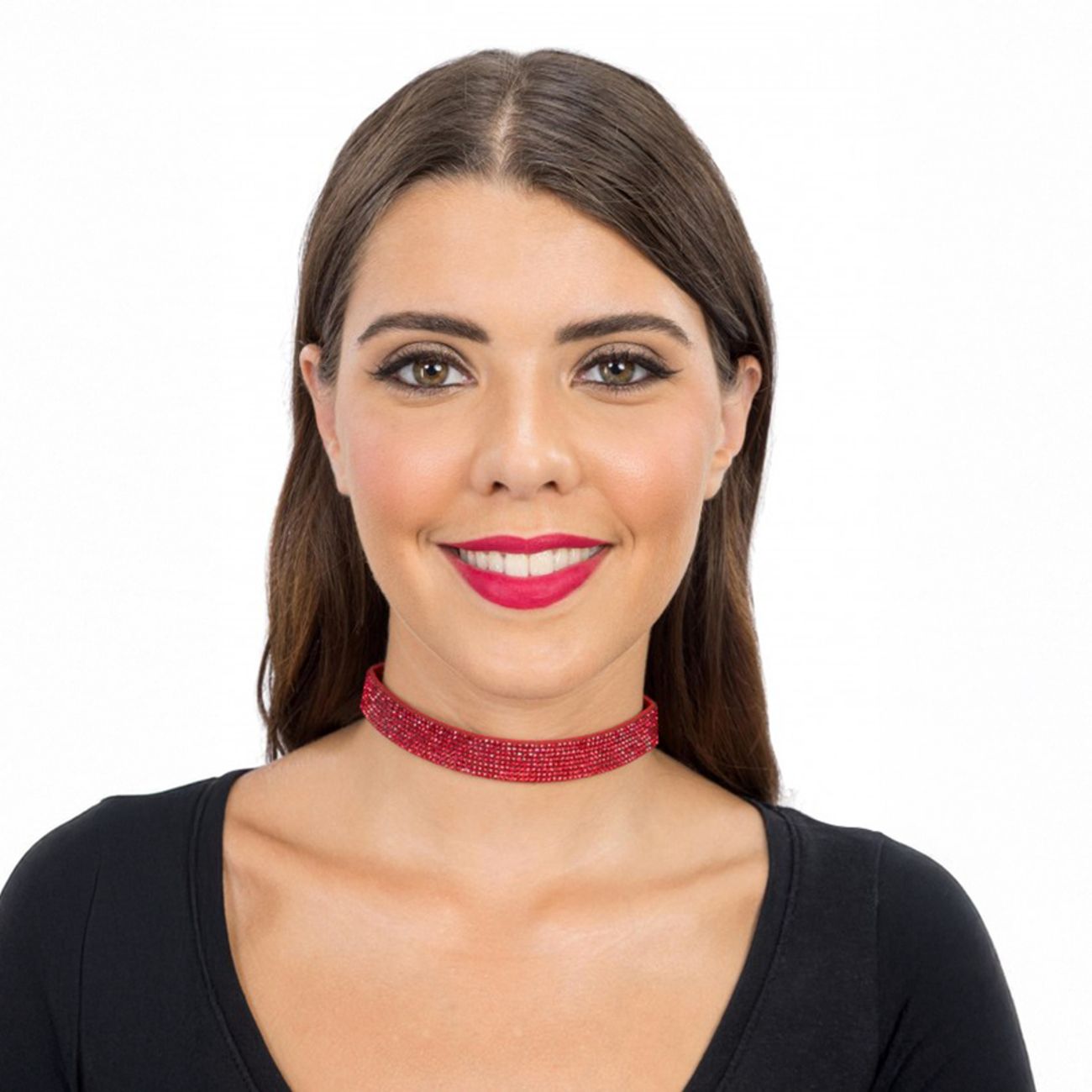 Halsband Choker med Strass Röd