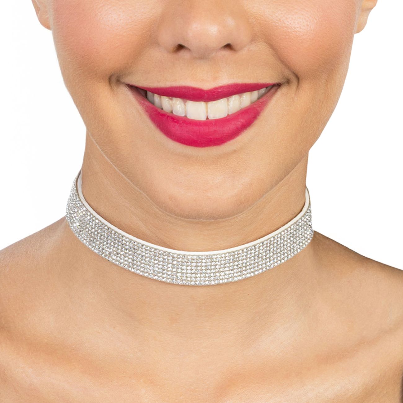 Choker Halskjede med Strass Sølv