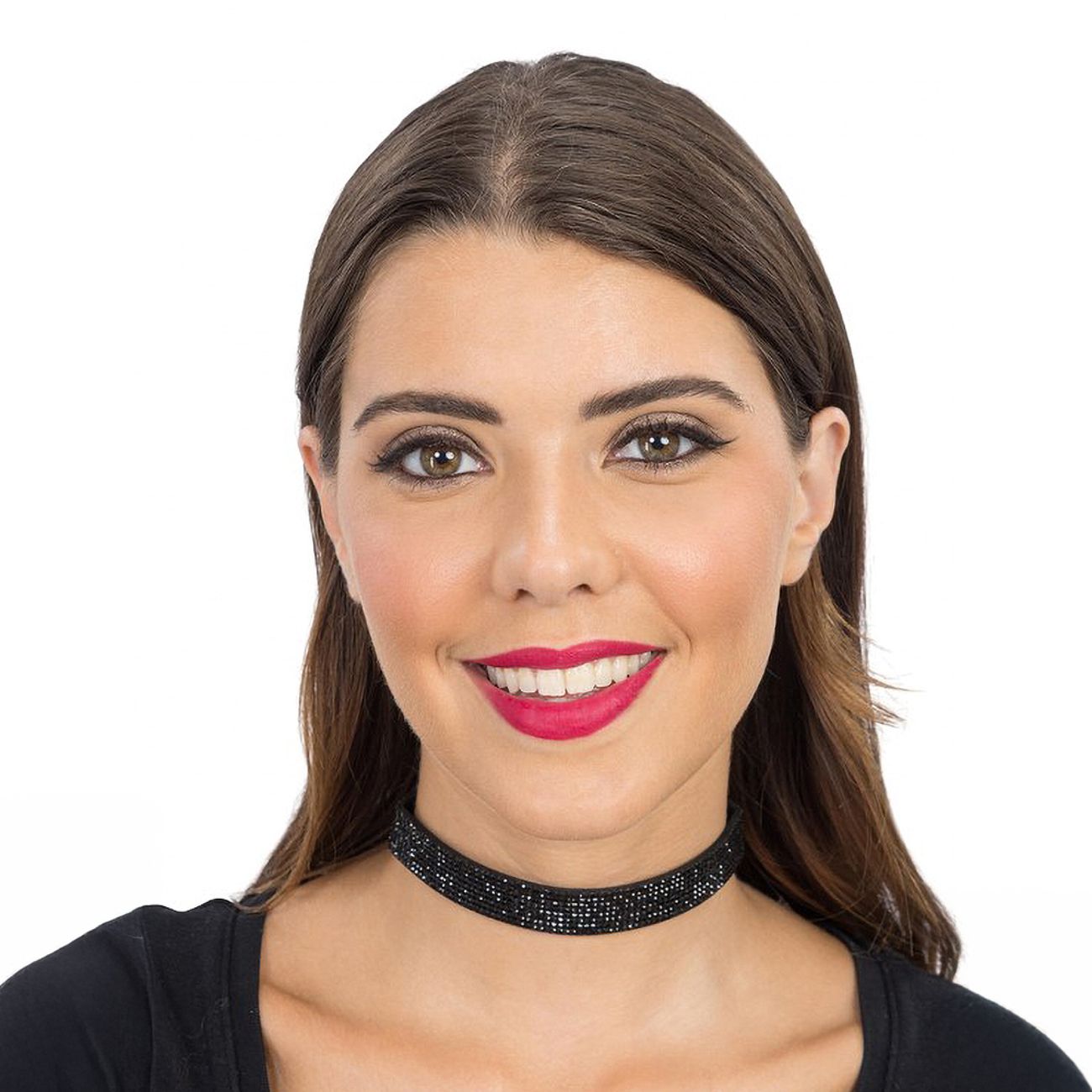 Choker Halskjede med Strass Svart