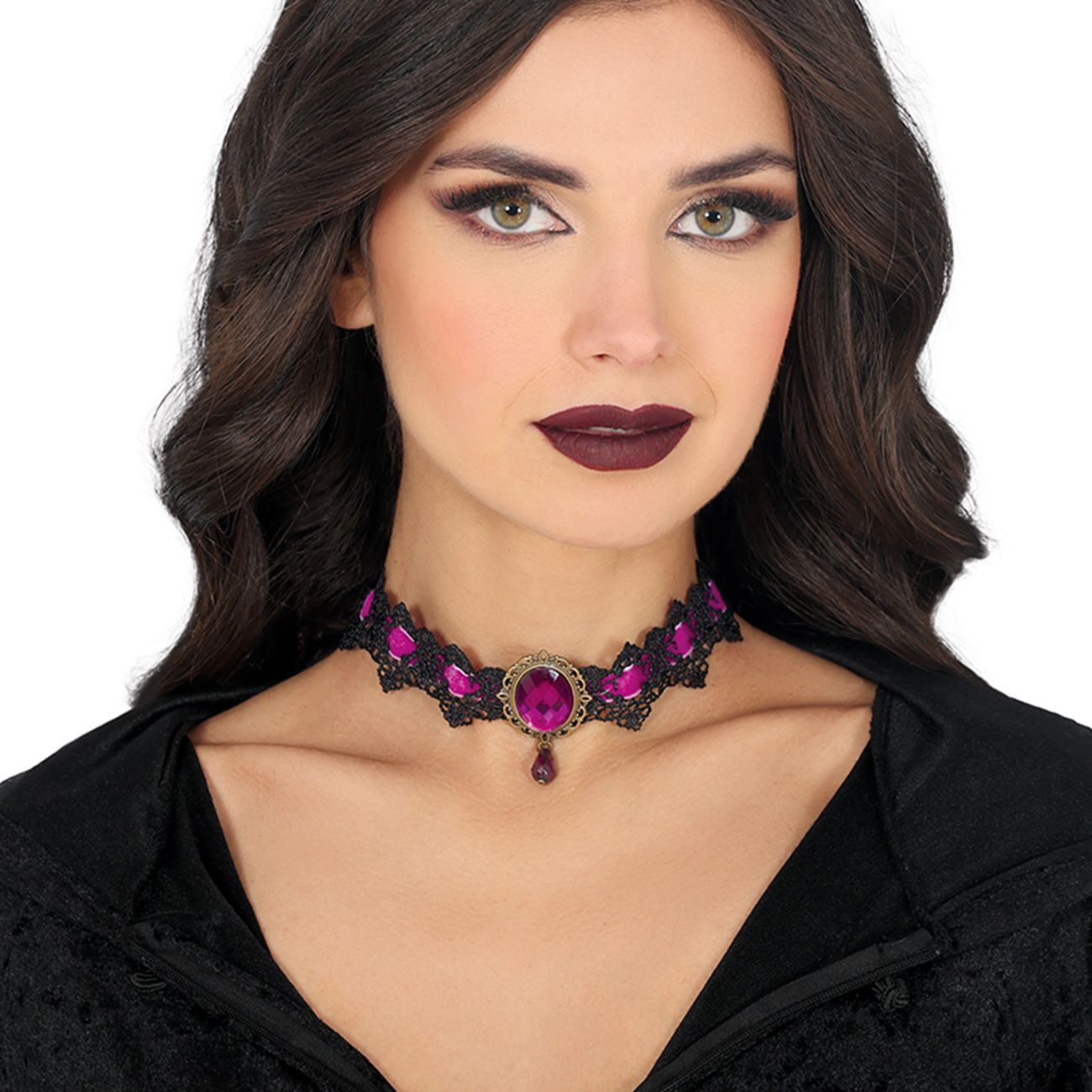 Halskæde Choker Blonde Lilla/Sort