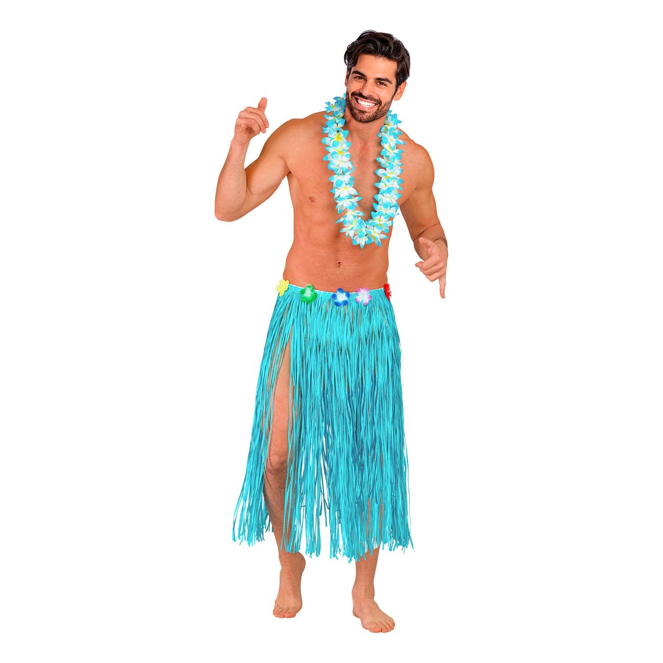 Hawaiikjol med Blommor Blå