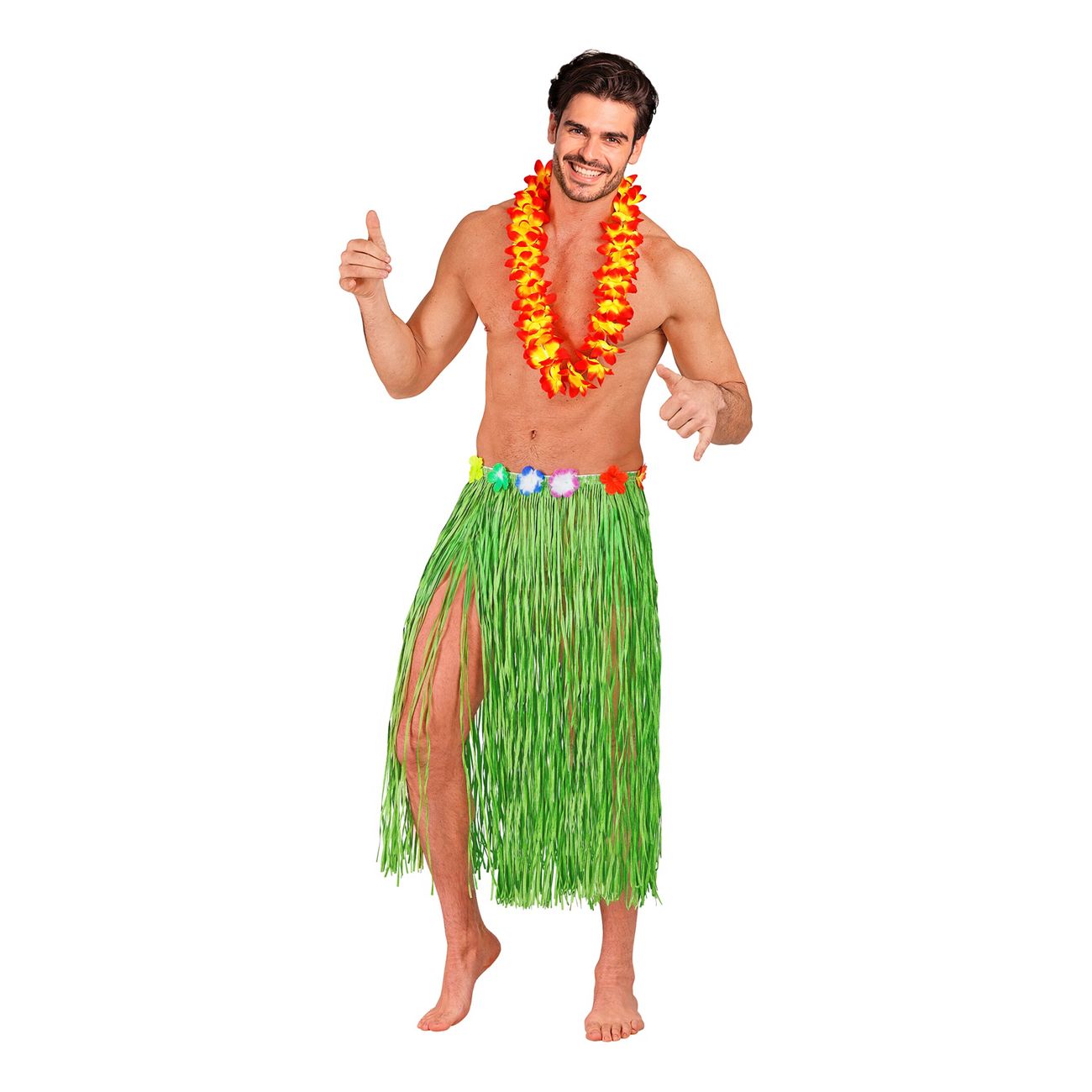 Hawaiikjol med Blommor Grön