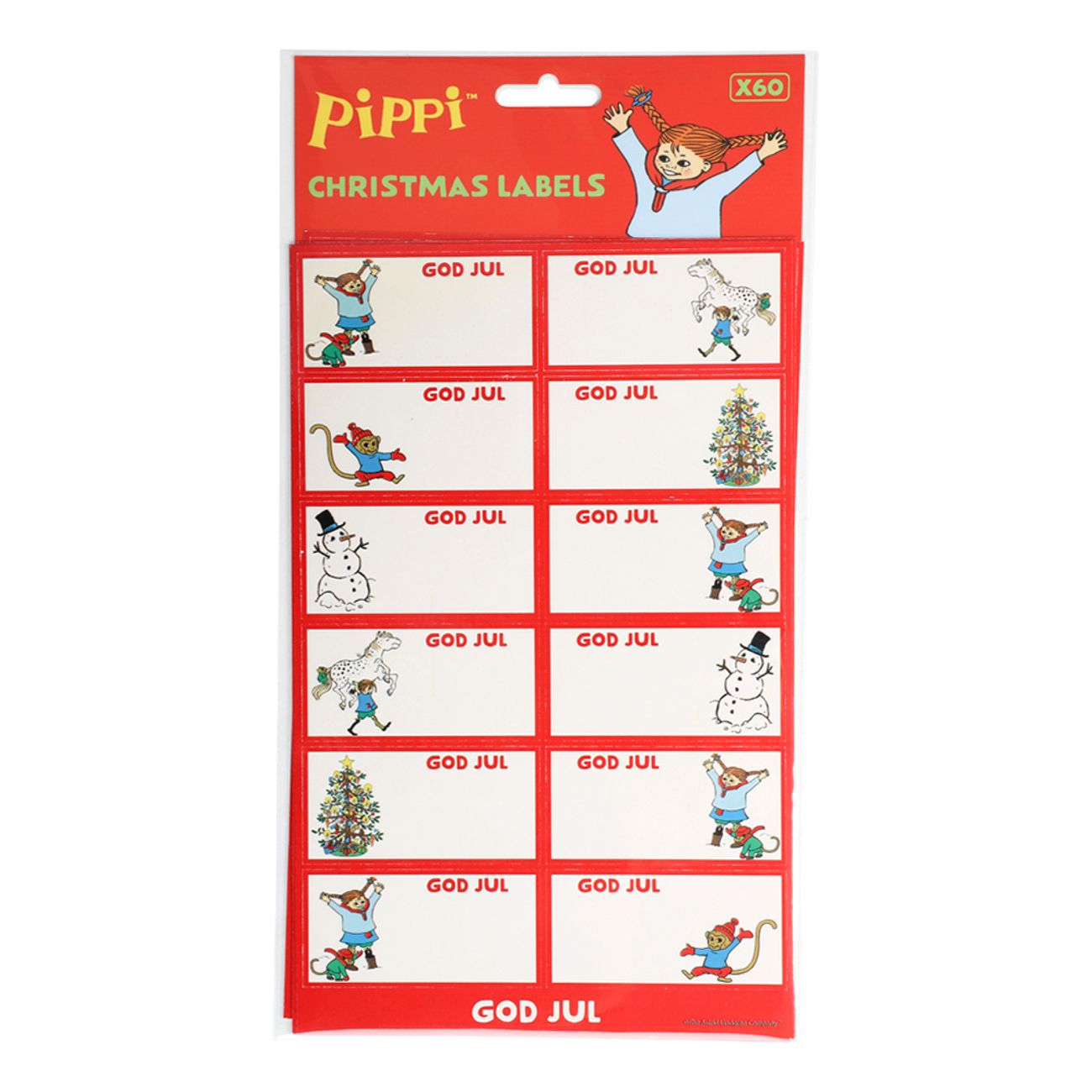 Juletiketter Pippi Långstrump