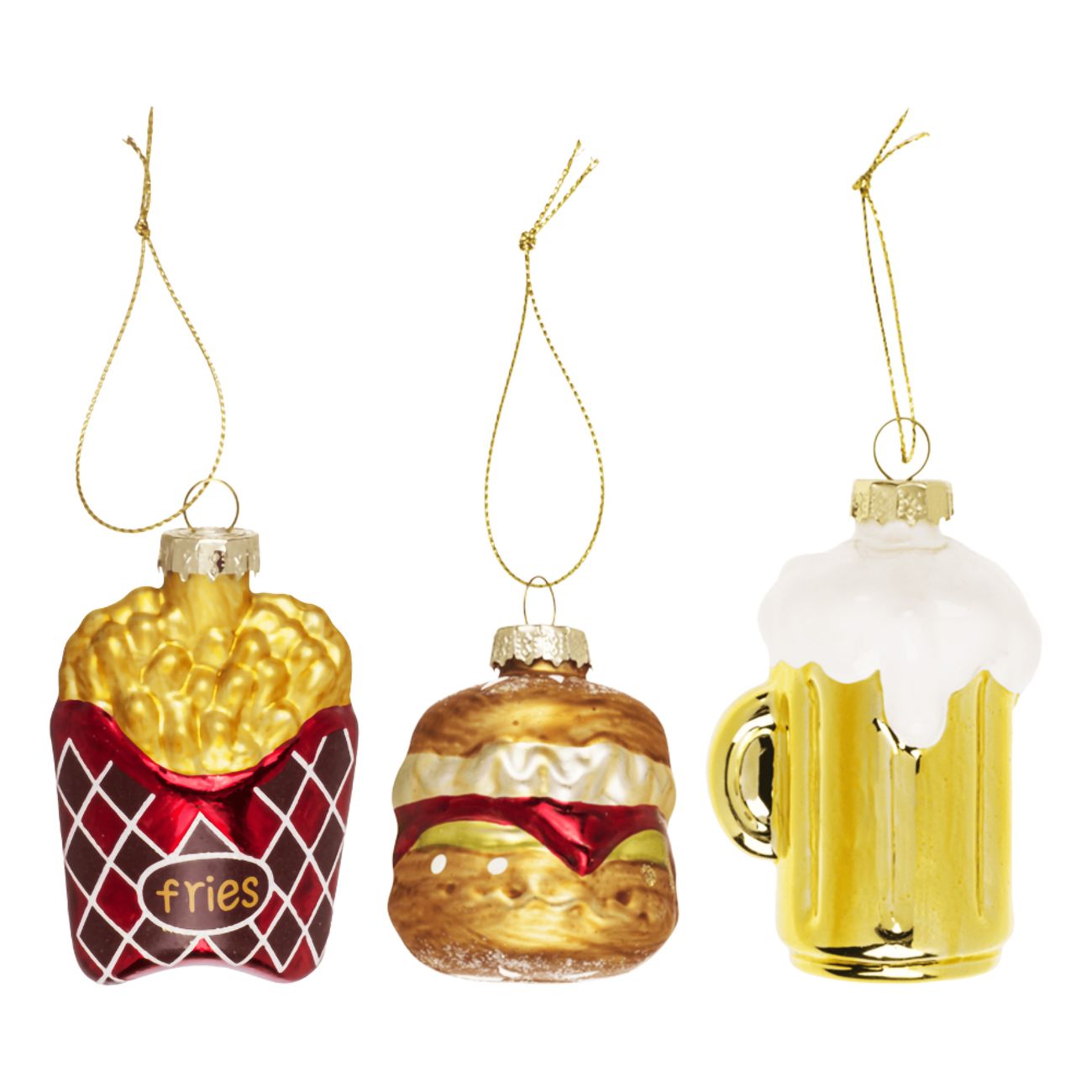 Julgranskulor Ölglas med Snabbmat