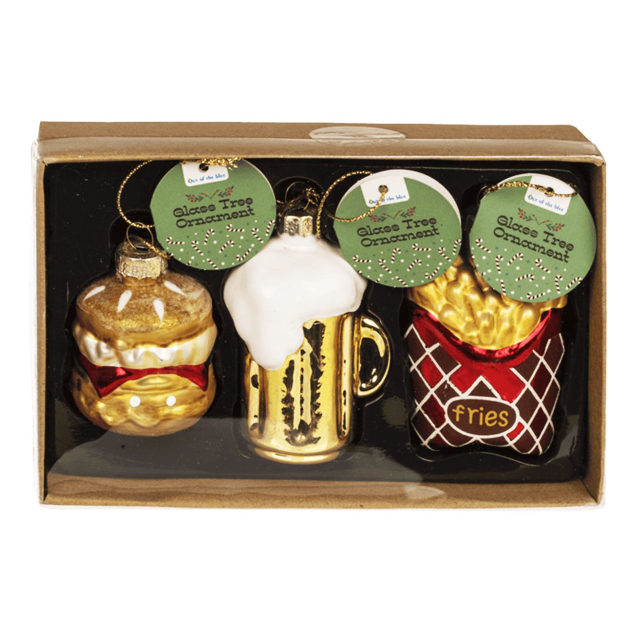 Julgranskulor Ölglas med Snabbmat