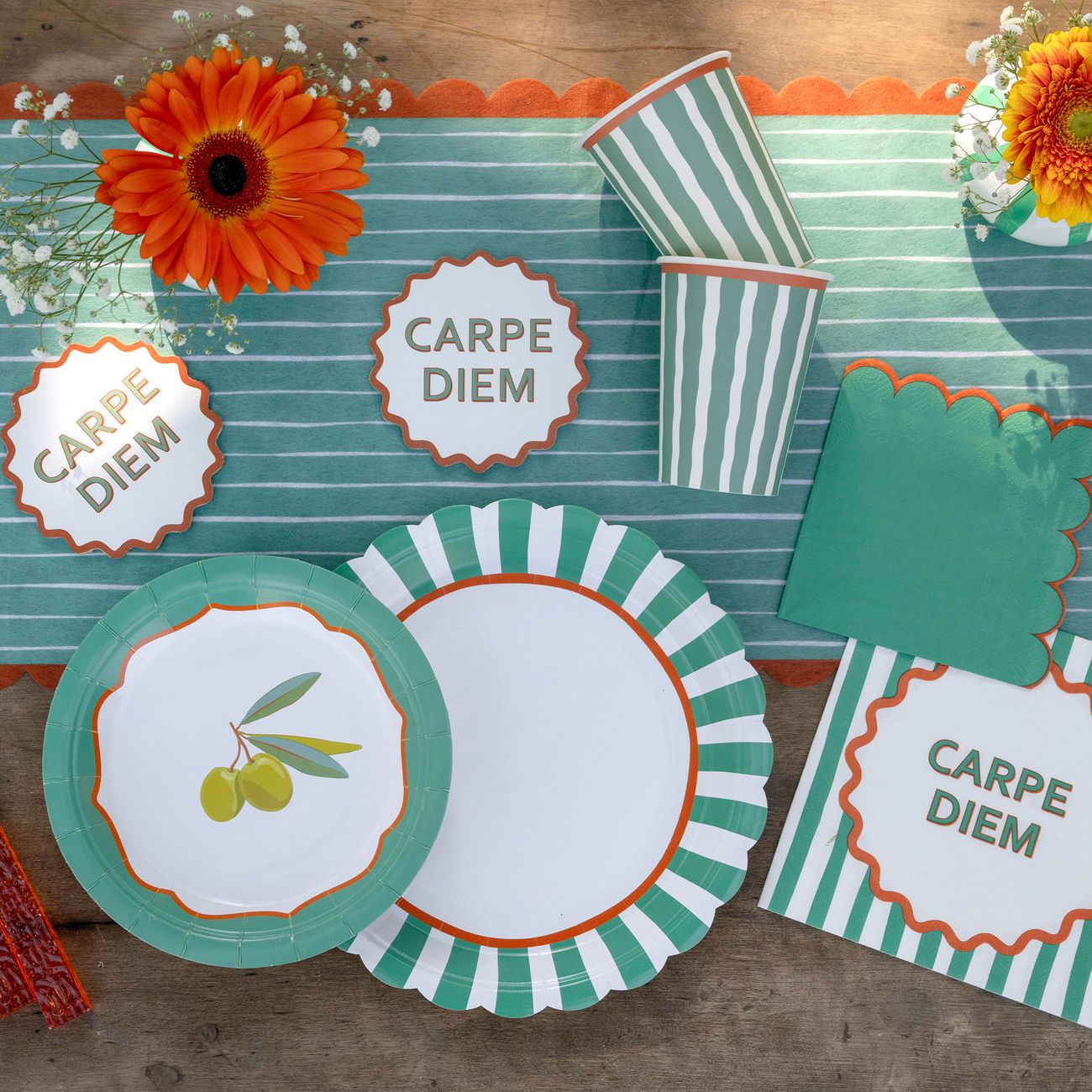 Kaffeservetter Grön/Orange