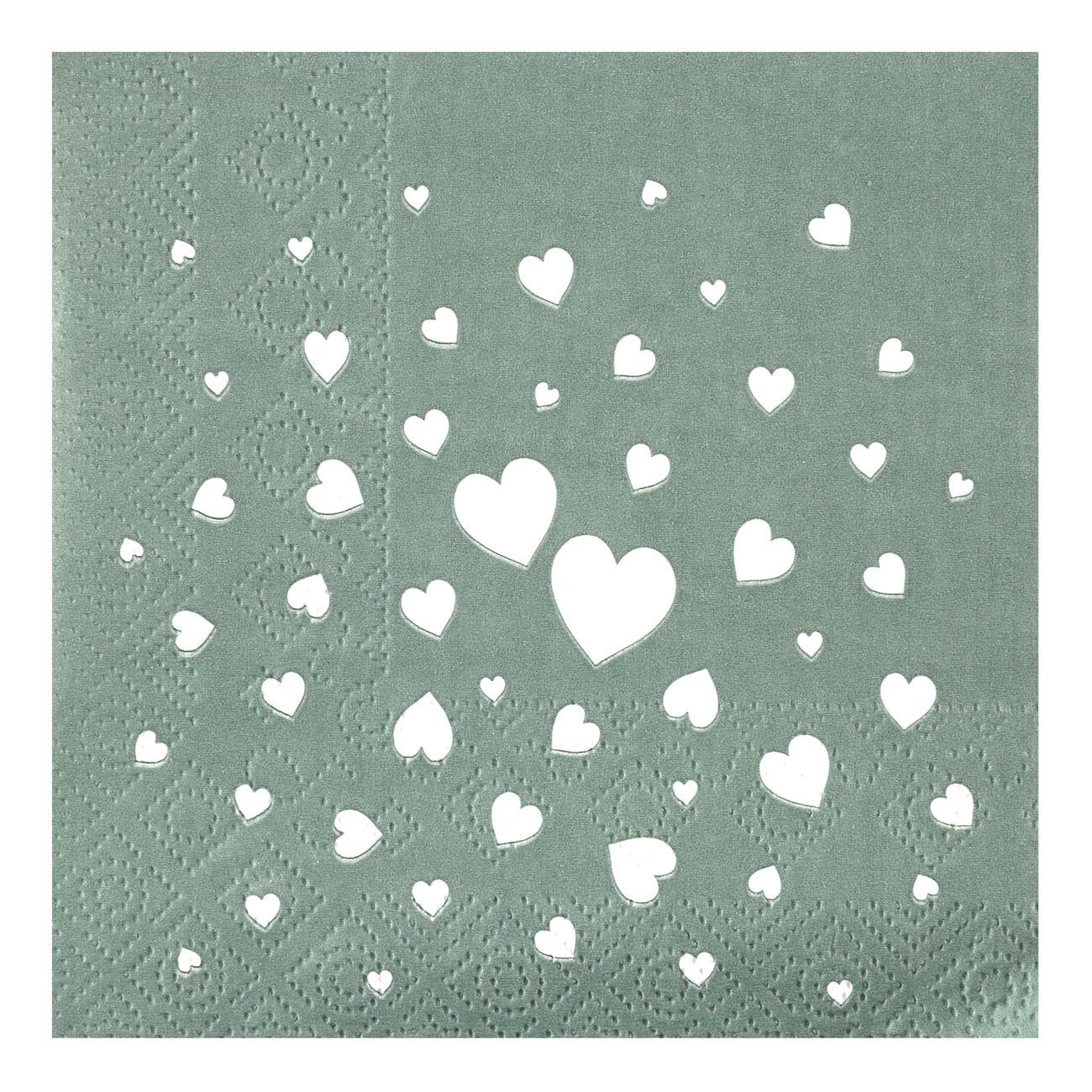 Kaffeservetter Hjärtan Dusty Green