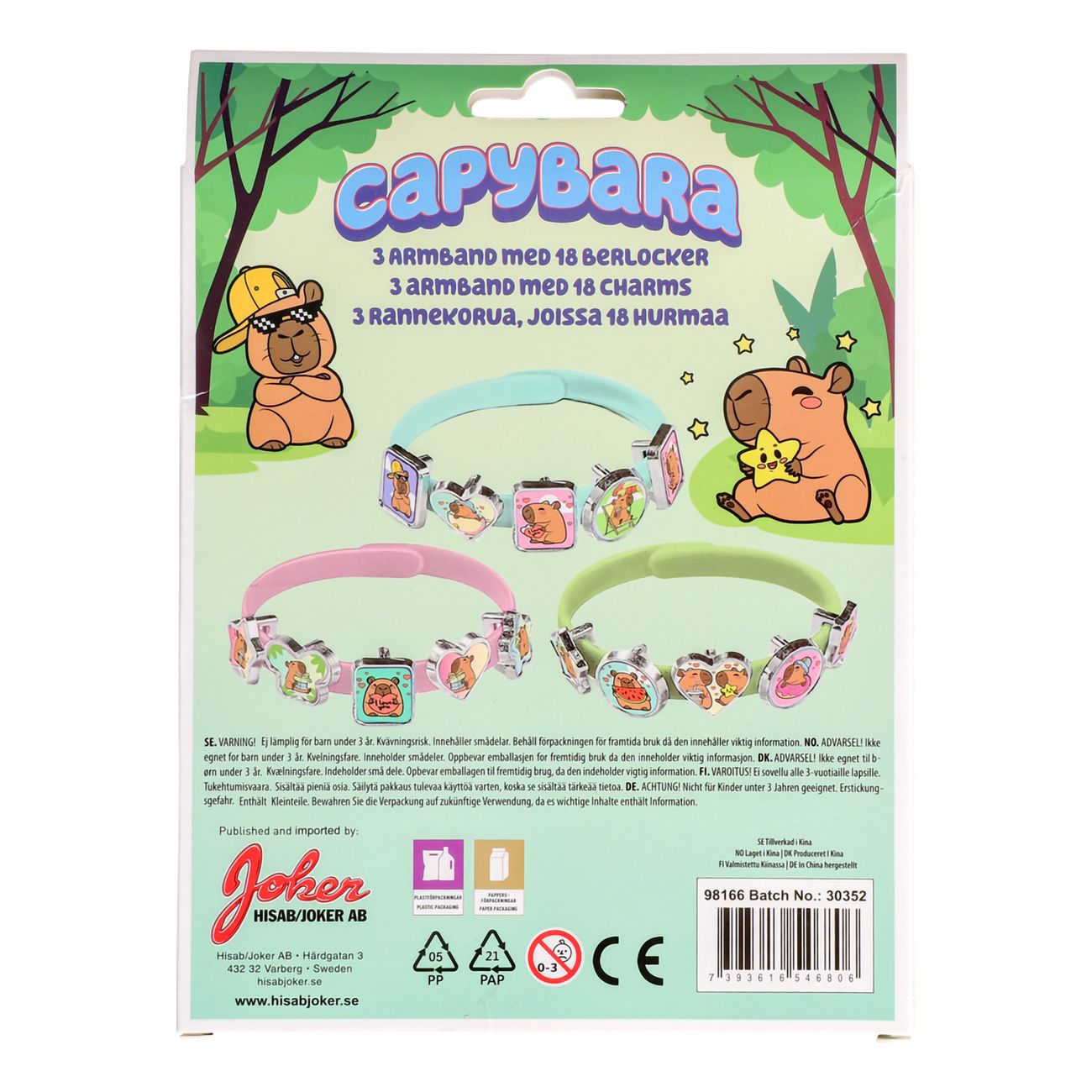 Kapybara Armband med Berlocker