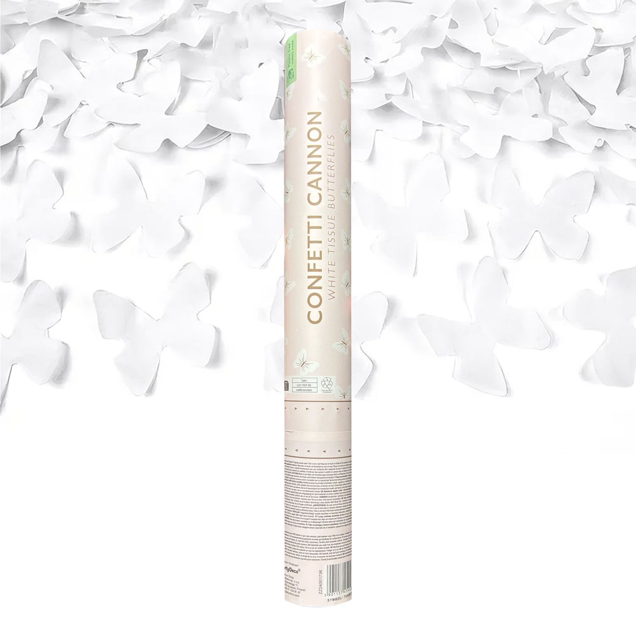 Konfettikanon Vita Fjärilar