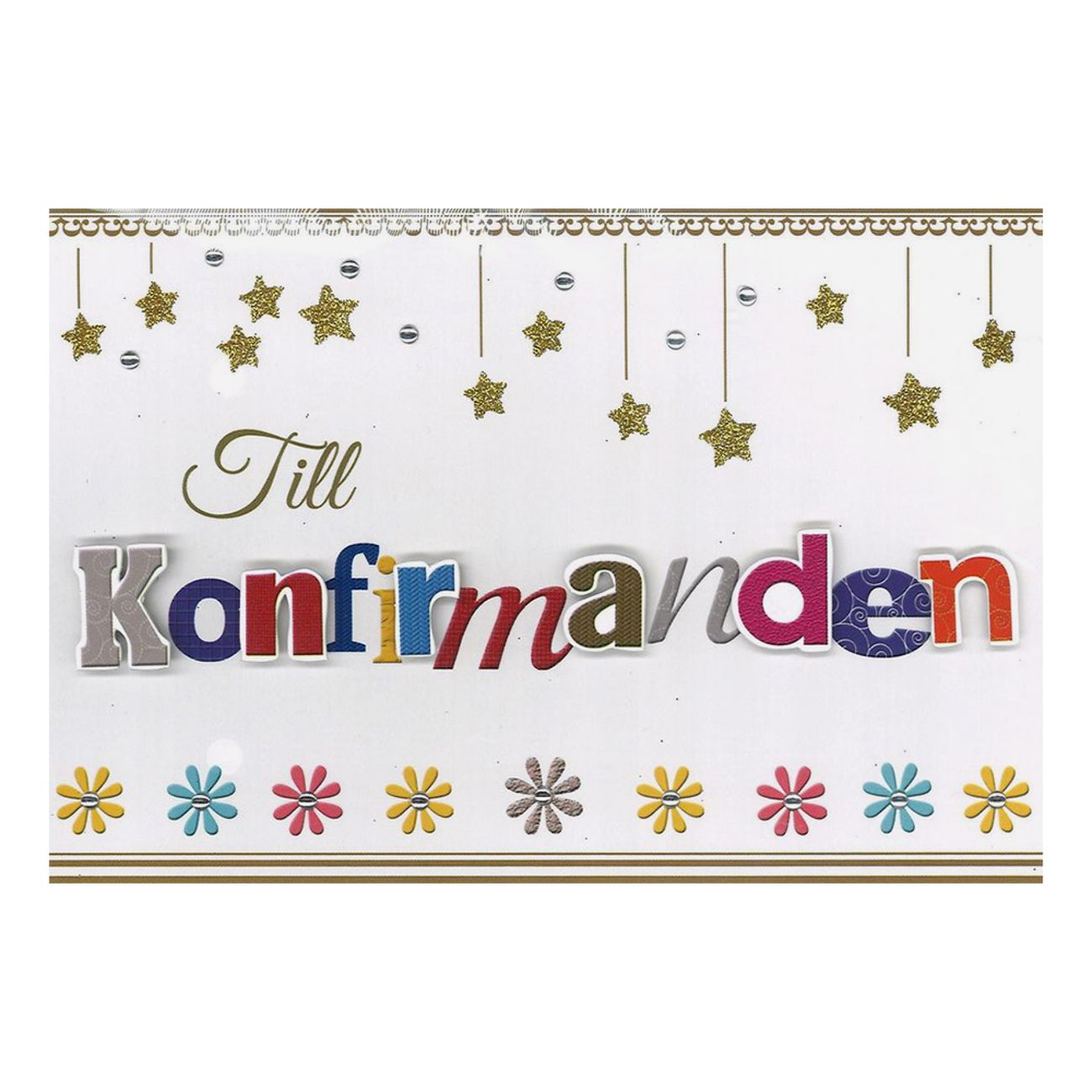 Konfirmationskort Stjärnor Handgjord