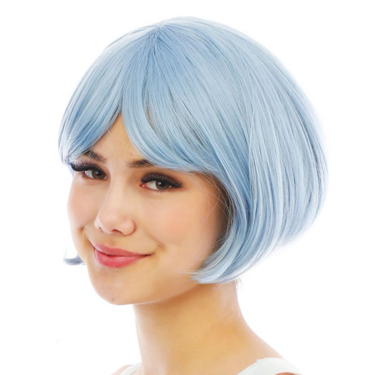 Kort Blå Peruk med Avtagbara Tofsar