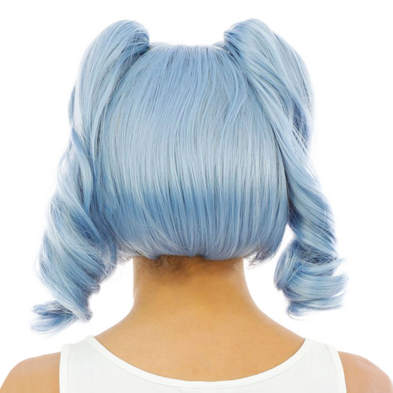 Kort Blå Peruk med Avtagbara Tofsar