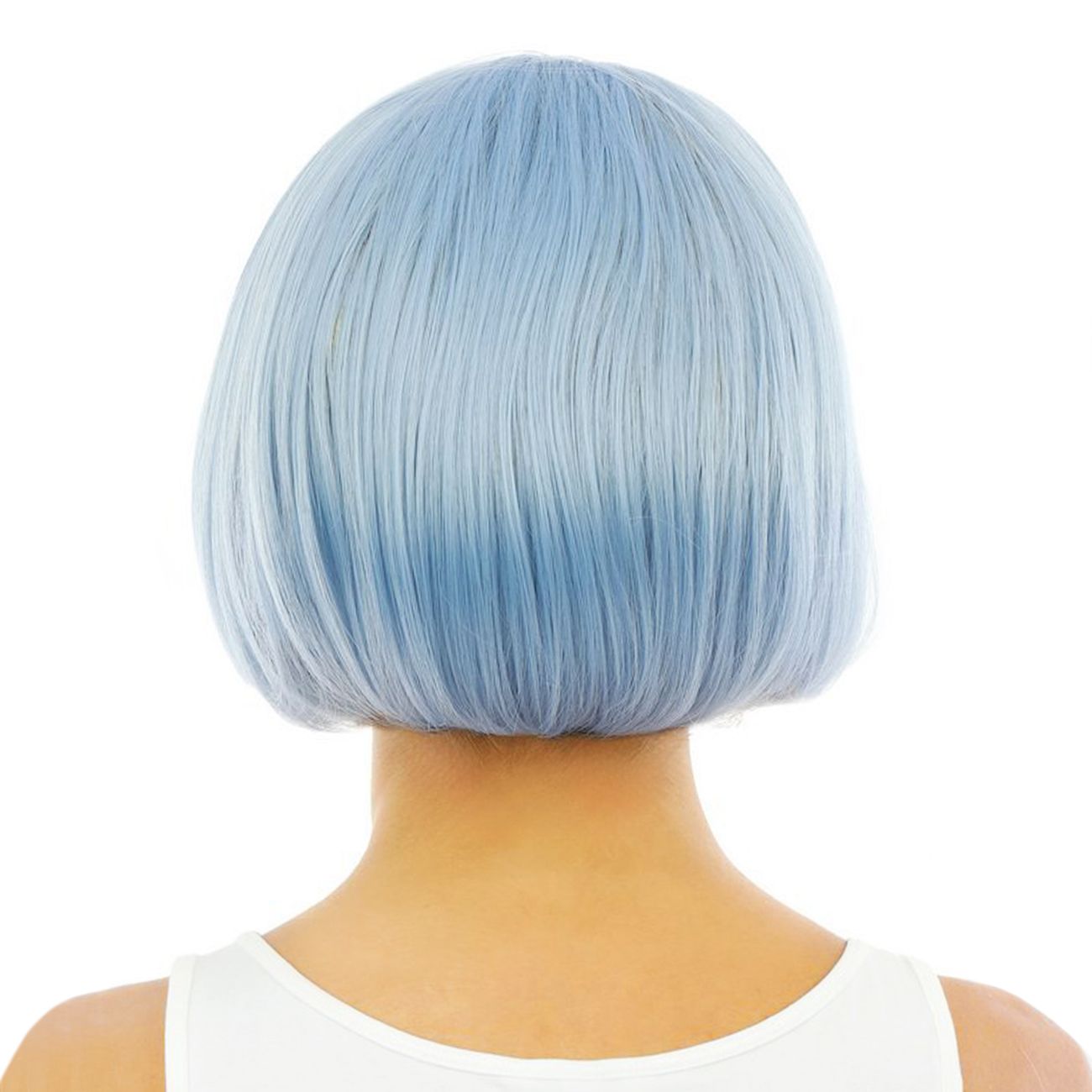 Kort Blå Peruk med Avtagbara Tofsar