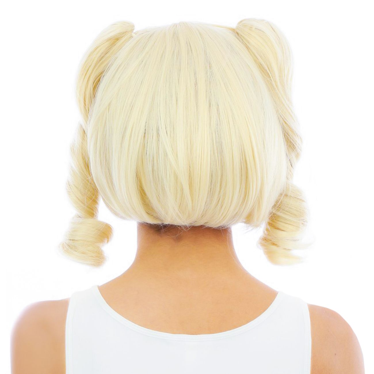 Kort Blond Peruk med Avtagbara Tofsar