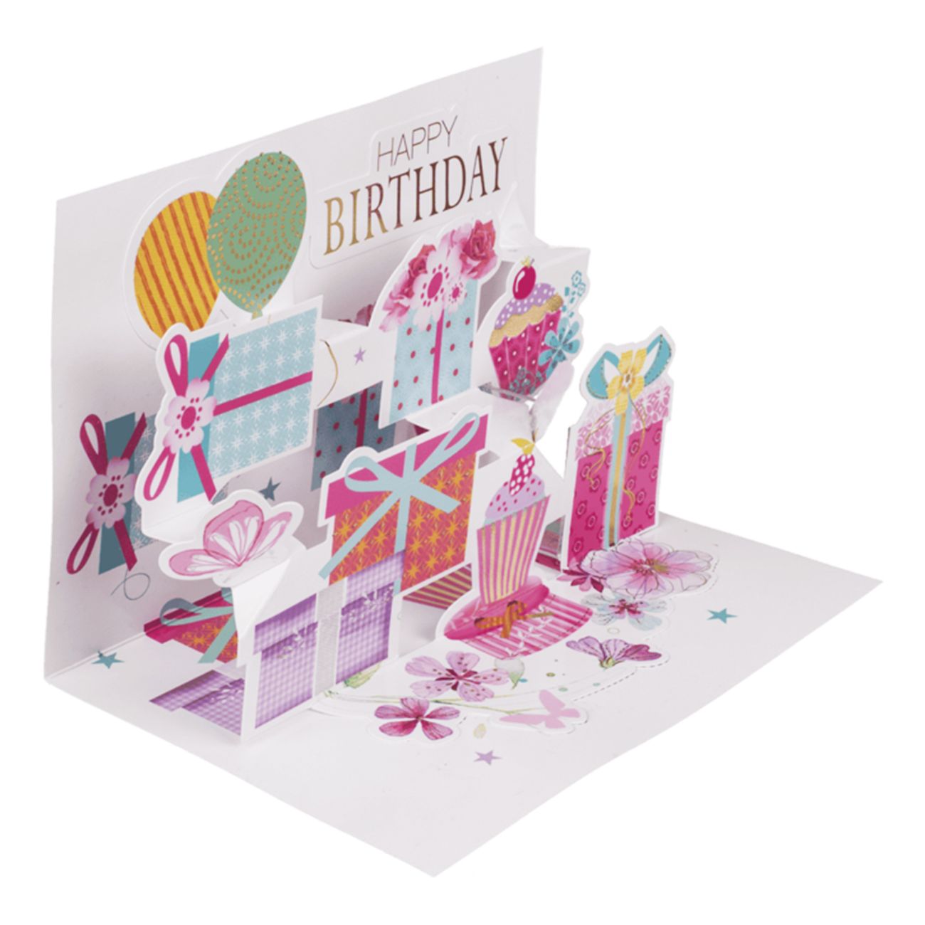 Kort Pop-Up Happy Birthday med Kuvert